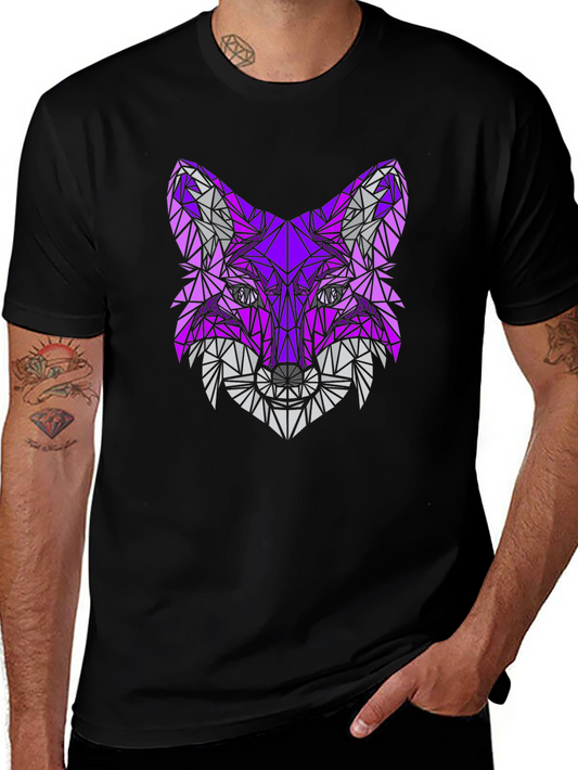 Geometric Fox Head T-Shirt - Abstract Design