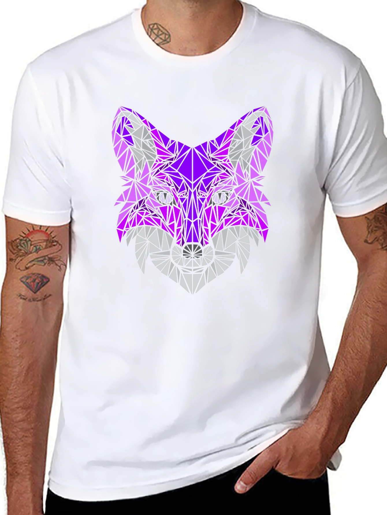 Geometric Fox Head T-Shirt - Abstract Design