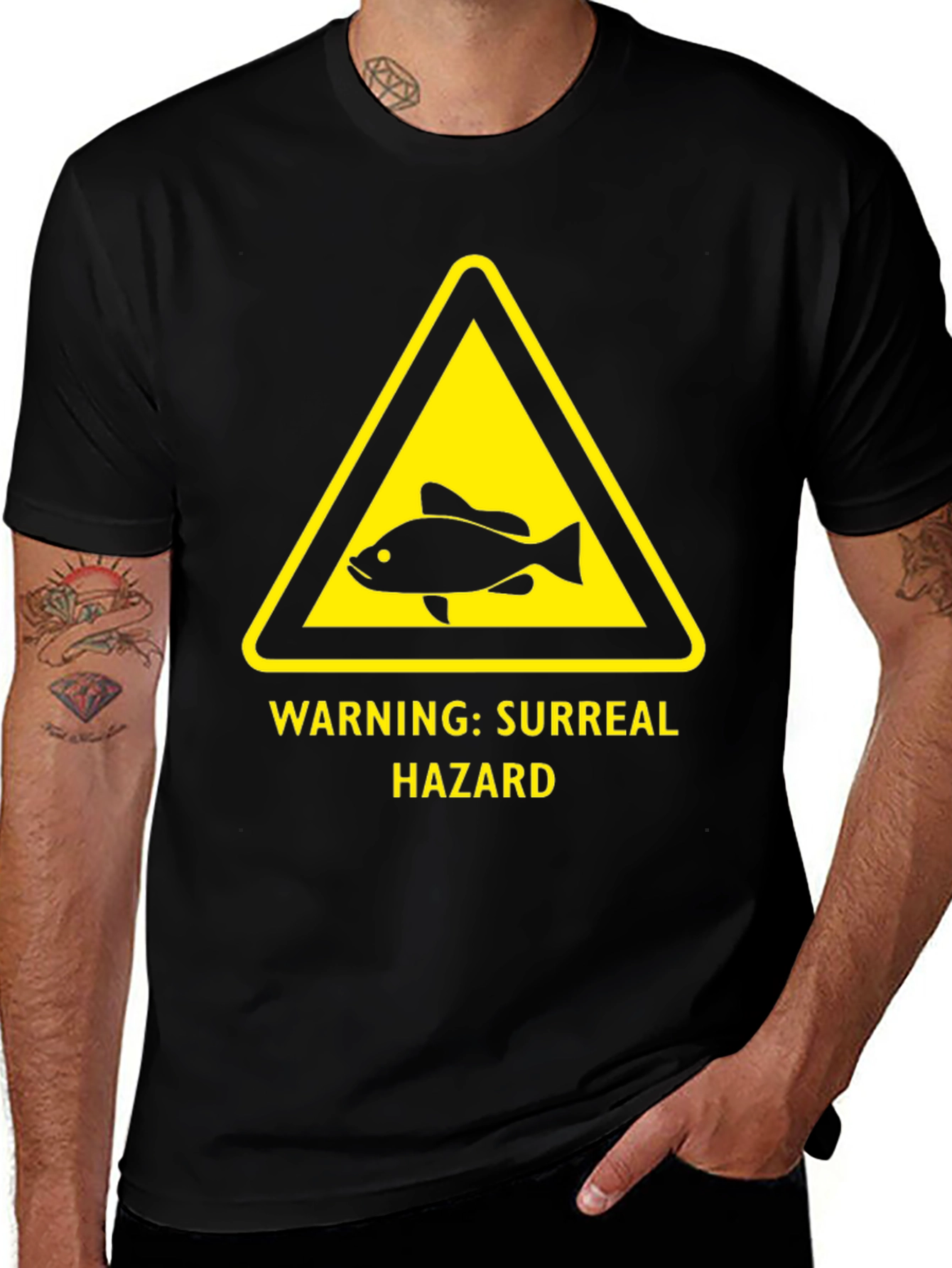 Surreal Hazard Warning Fish Graphic T-Shirt