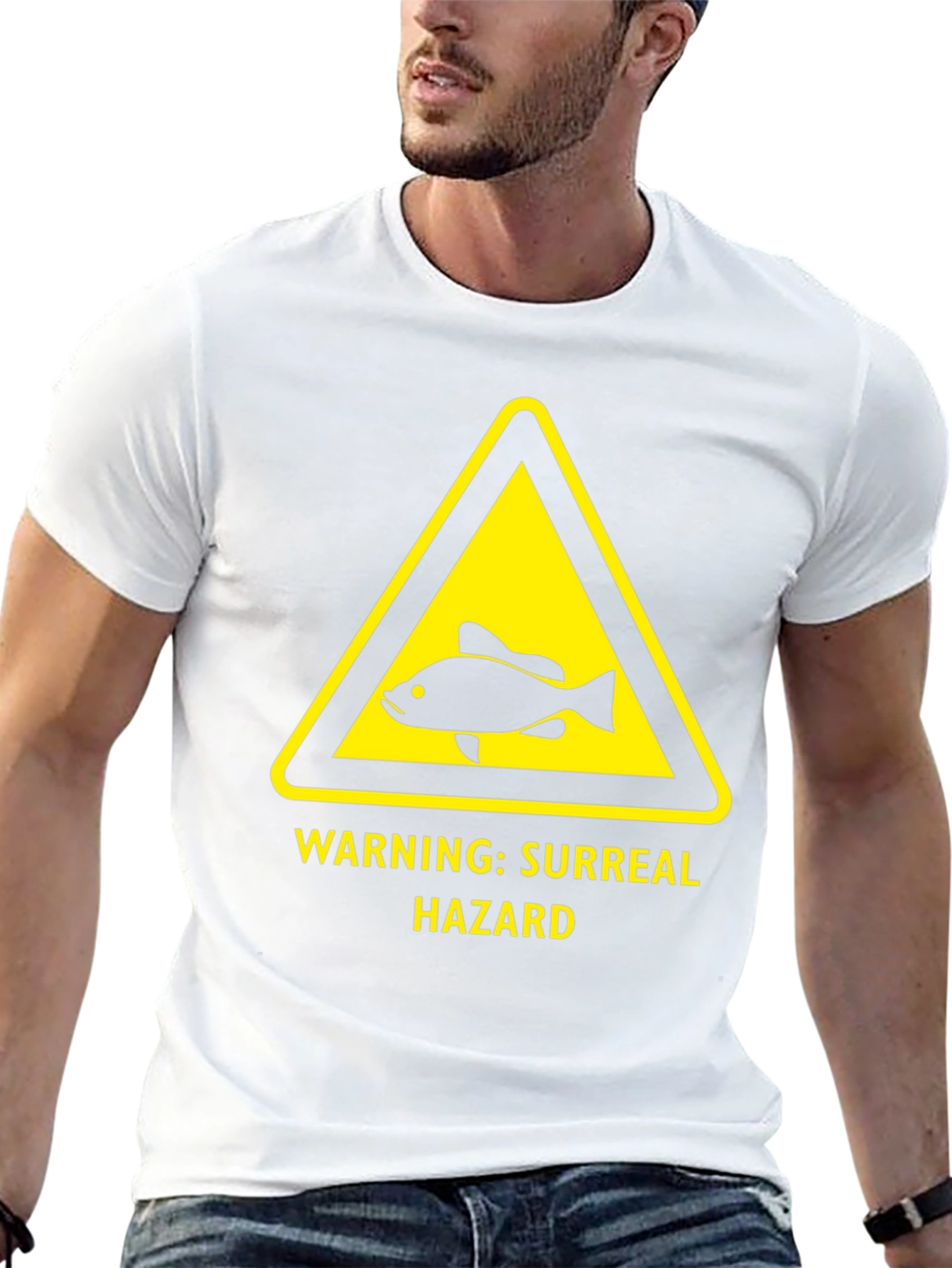 Surreal Hazard Warning Fish Graphic T-Shirt