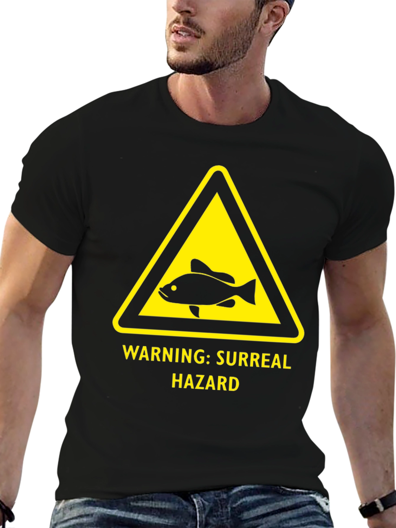 Surreal Hazard Warning Fish Graphic T-Shirt