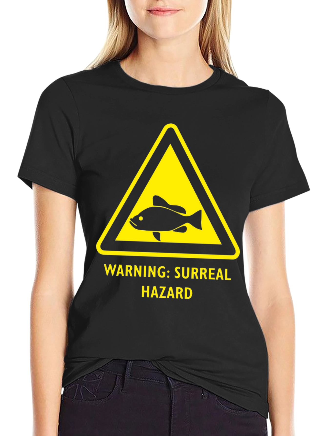 Surreal Hazard Warning Fish Graphic T-Shirt
