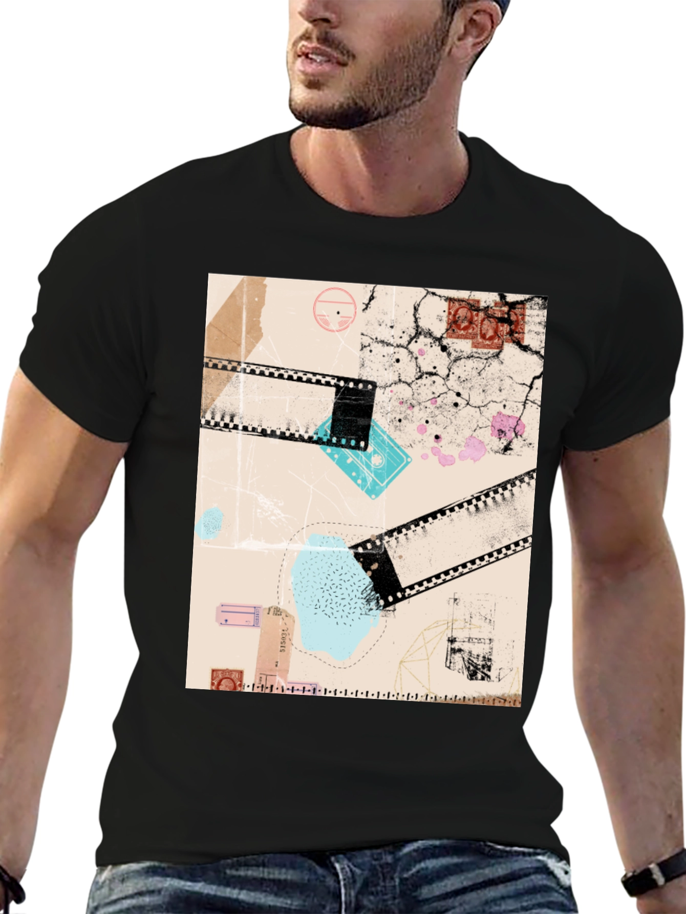Abstract Film T-Shirt: Unique Graphic Tee for Men