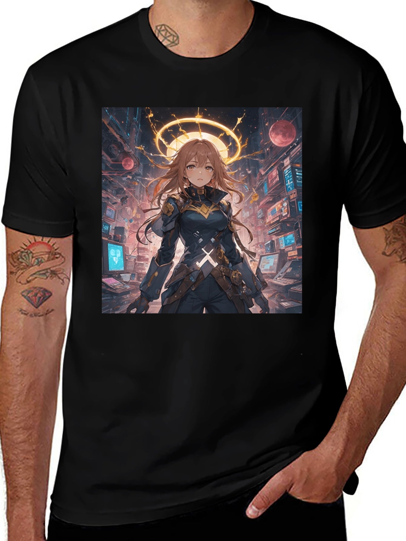 Anime Character Graphic Black T-Shirt