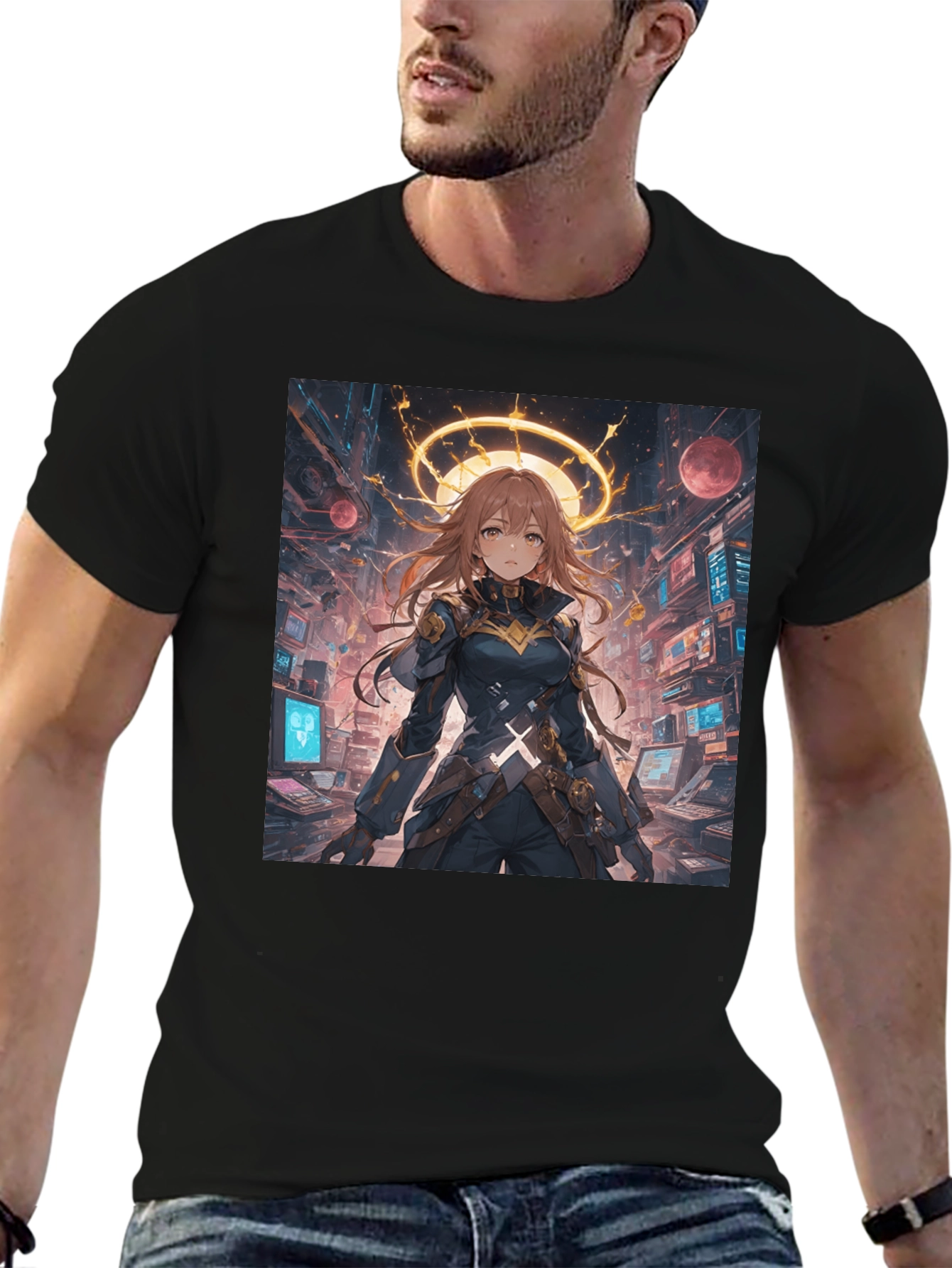 Anime Character Graphic Black T-Shirt