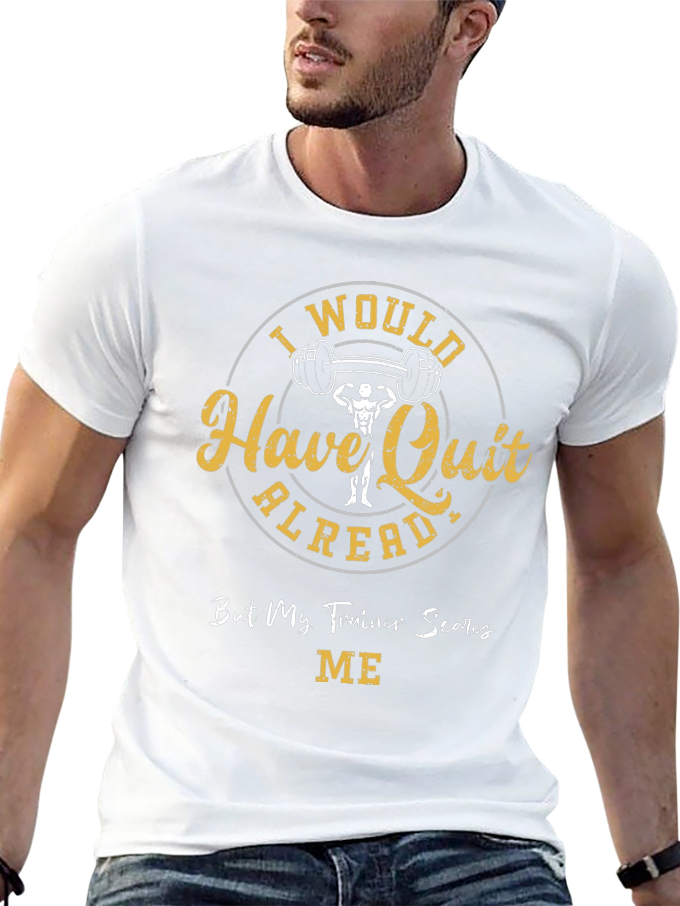 Funny Gym Workout T-Shirt - Trainer Scares Me