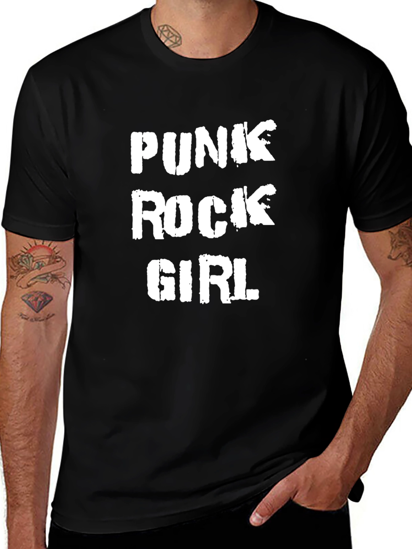 Punk Rock Girl Black Graphic T-Shirt