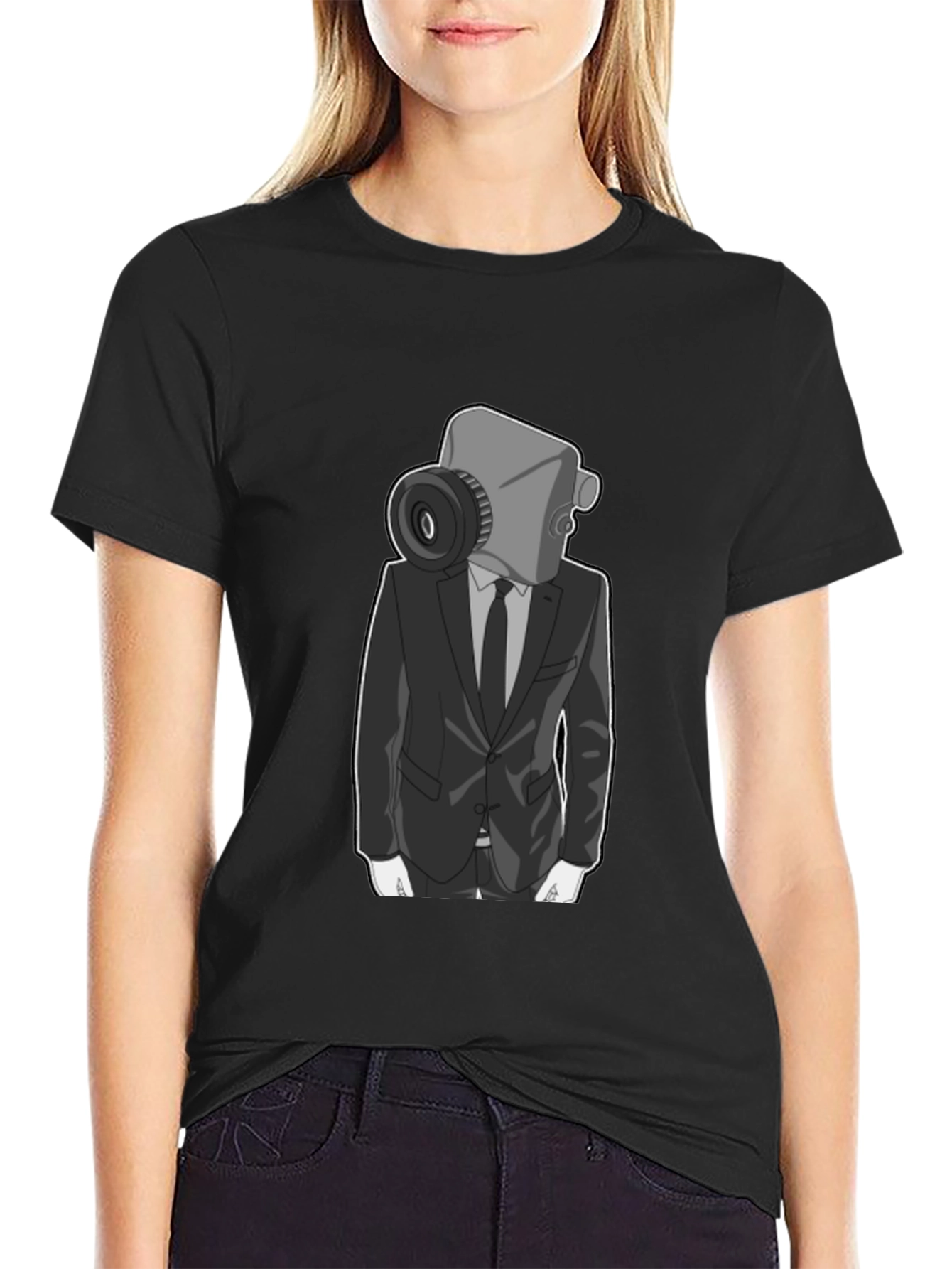 Camera Head Man in Suit Graphic T-Shirt