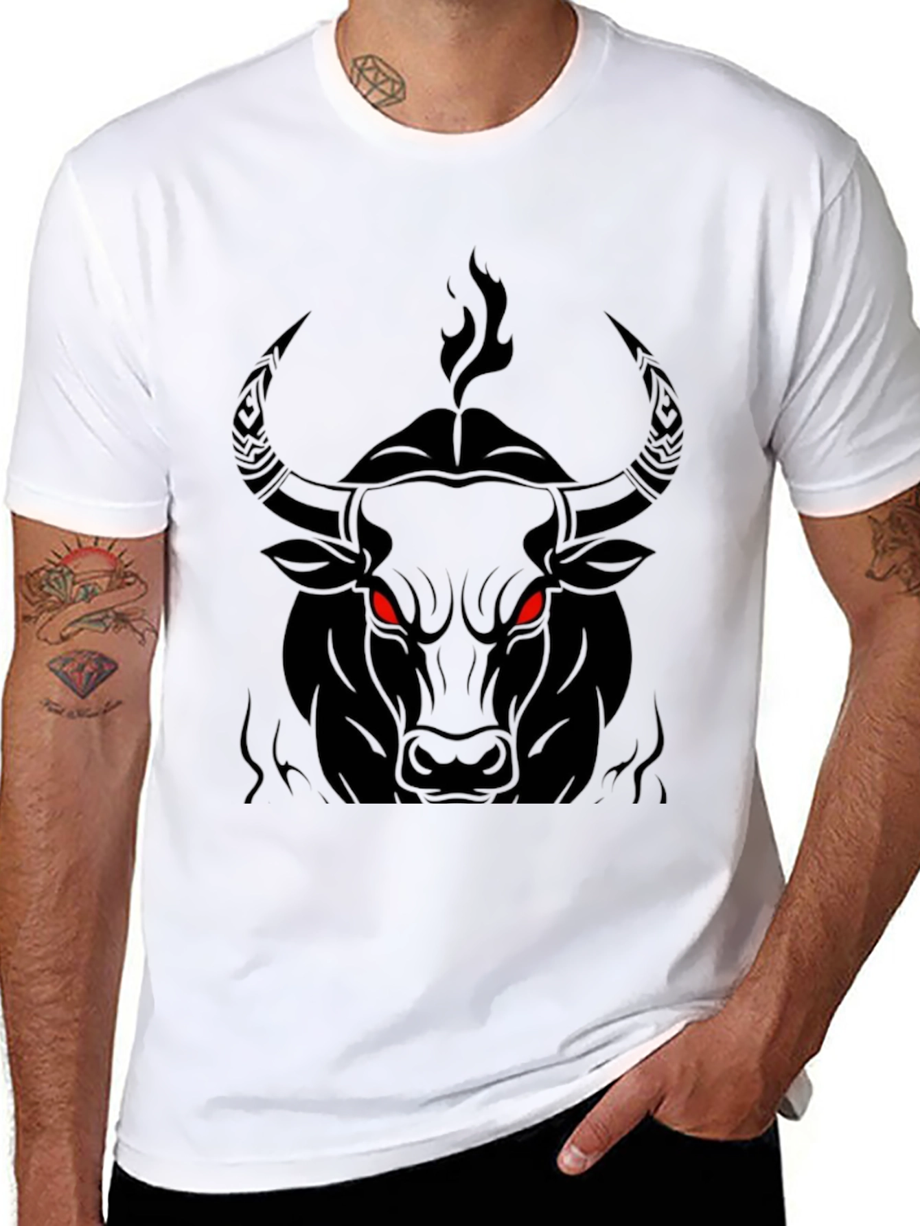 Mens Black Bull Graphic Tee