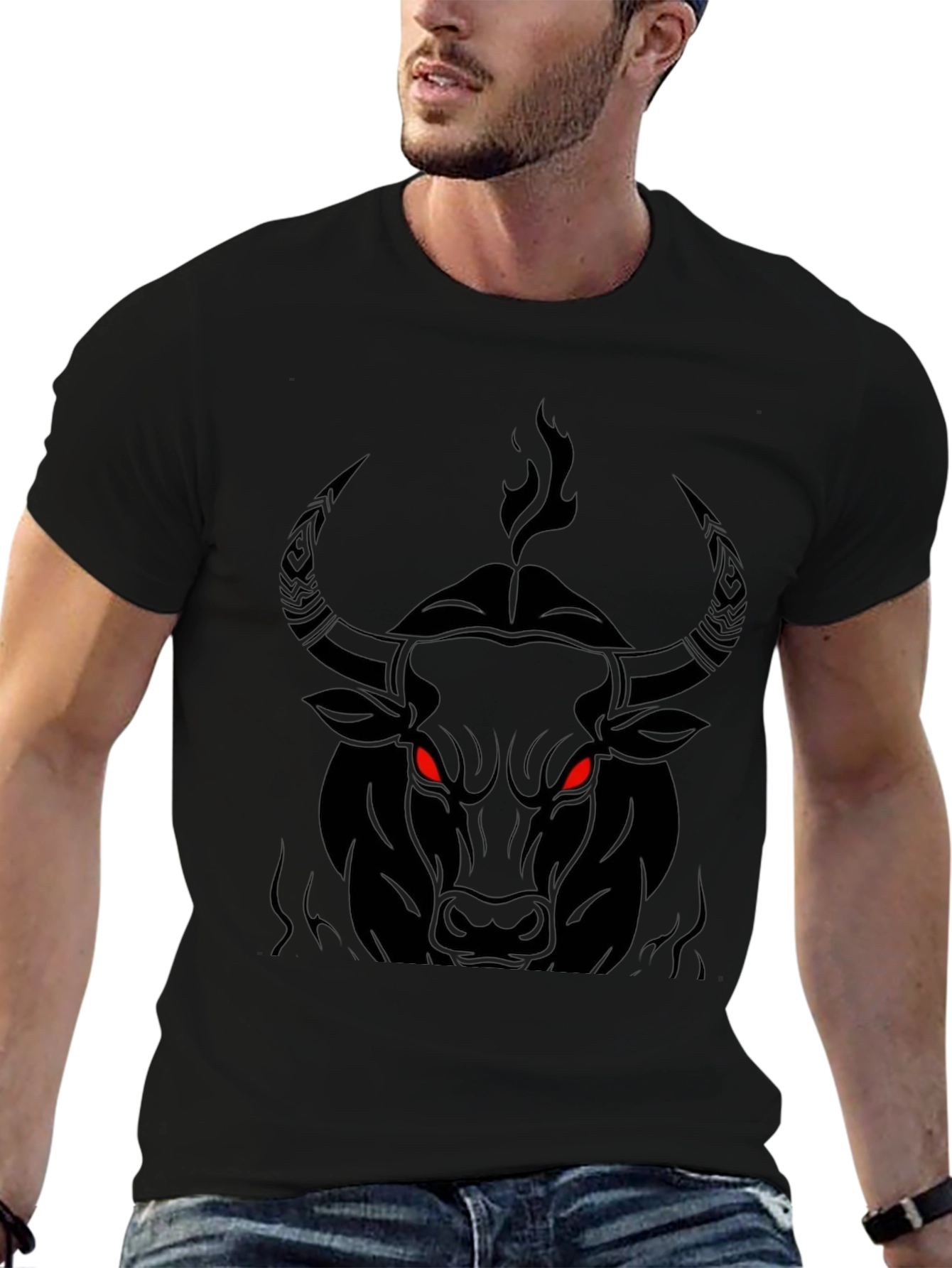 Mens Black Bull Graphic Tee