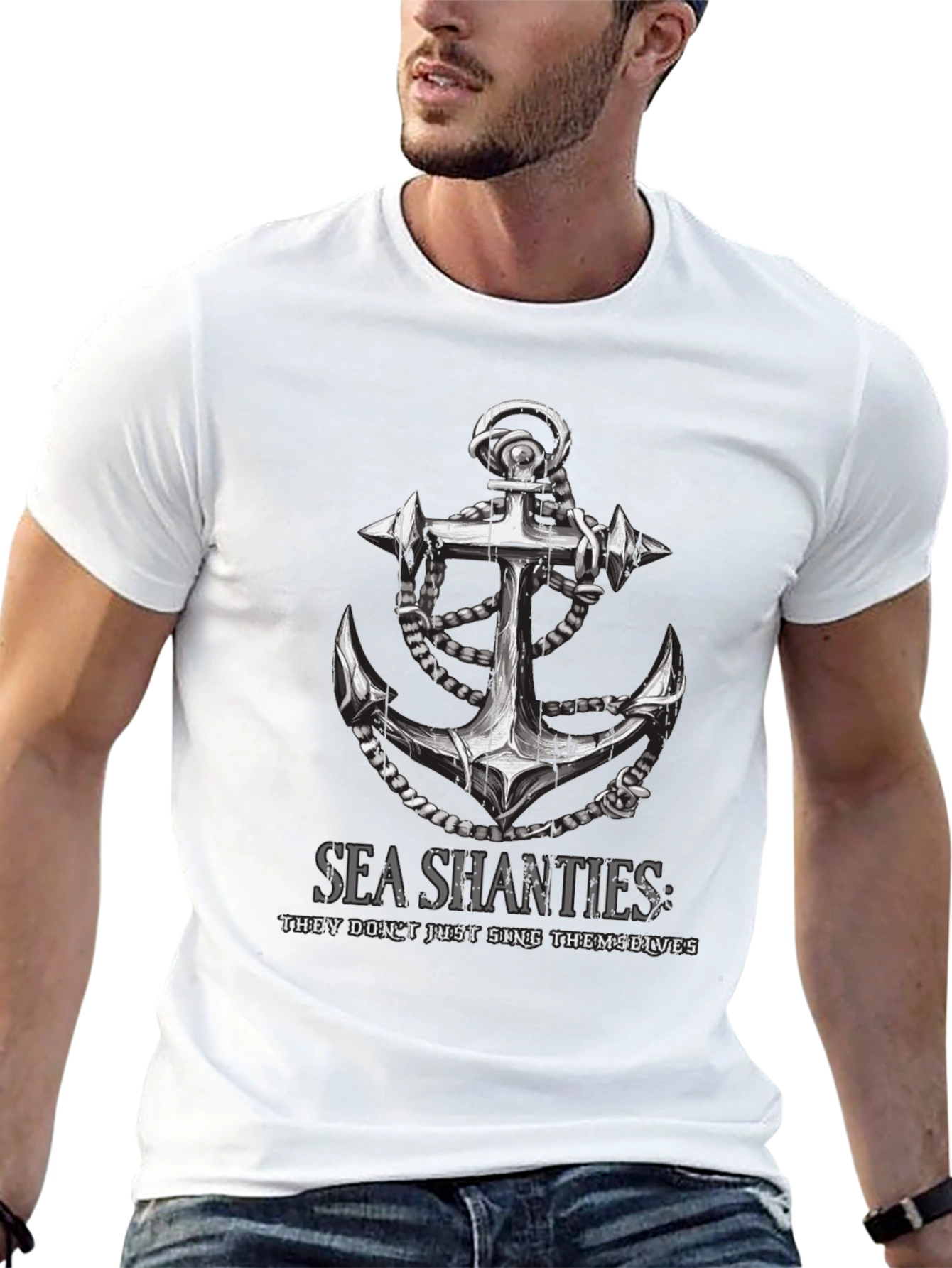 Sea Shanties Anchor Graphic T-Shirt - Black