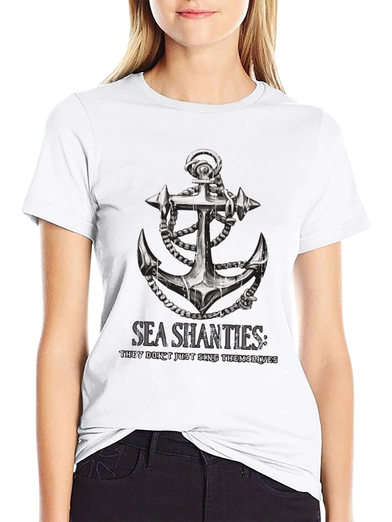 Sea Shanties Anchor Graphic T-Shirt - Black