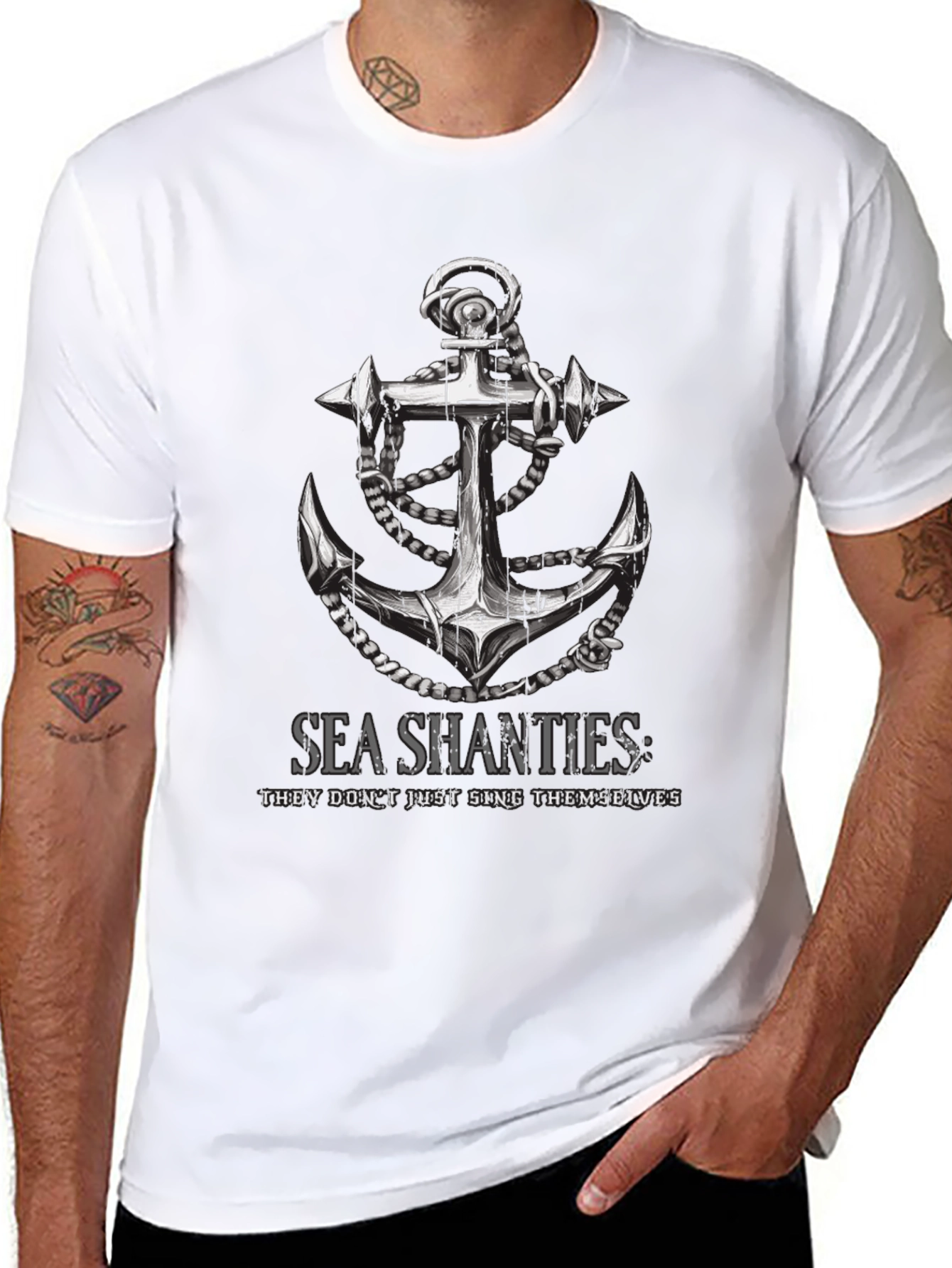 Sea Shanties Anchor Graphic T-Shirt - Black