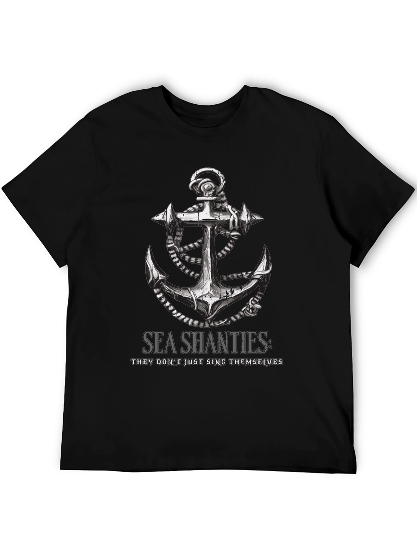 Sea Shanties Anchor Graphic T-Shirt - Black