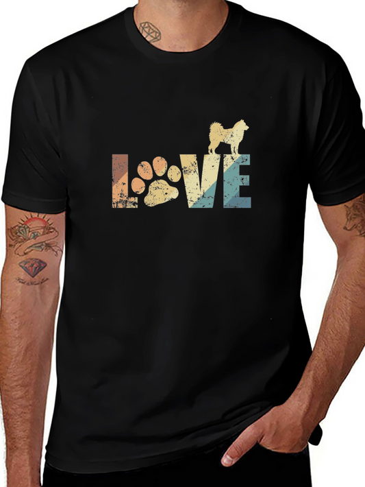 Love Dog Paw T-Shirt Retro Style
