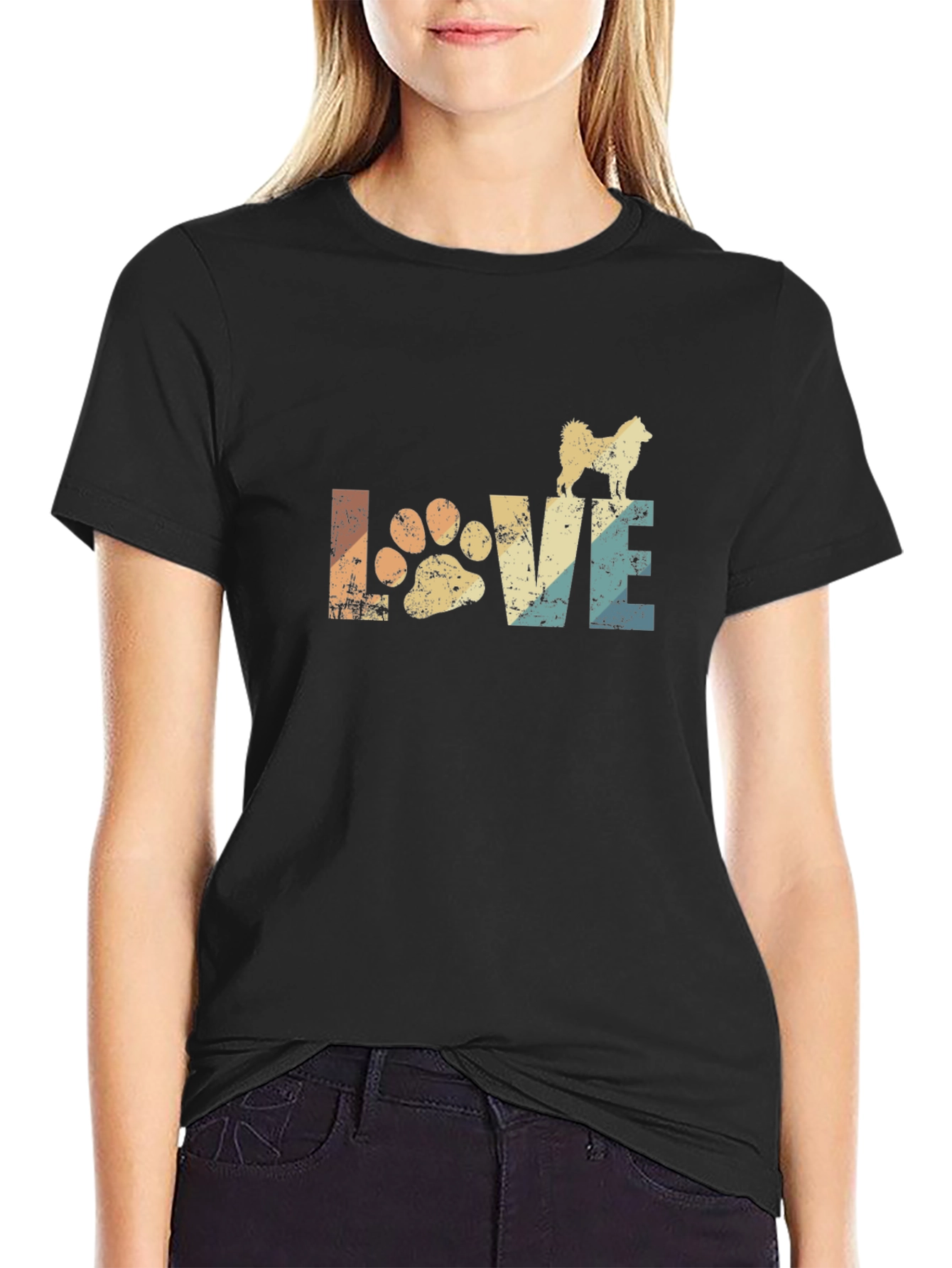 Love Dog Paw T-Shirt Retro Style