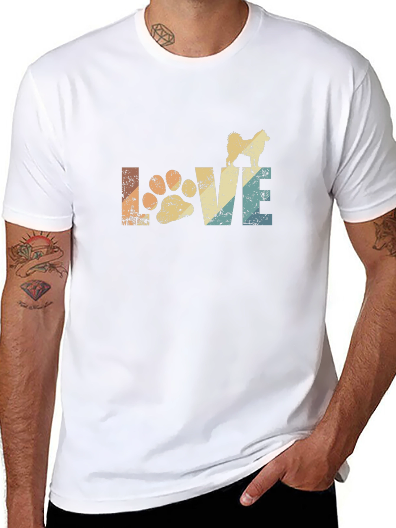 Love Dog Paw T-Shirt Retro Style