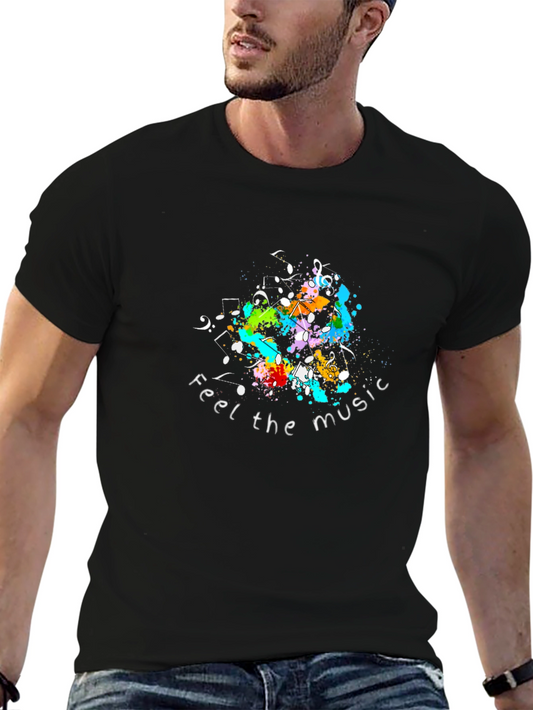 Feel the Music T-Shirt - Black Crew Neck