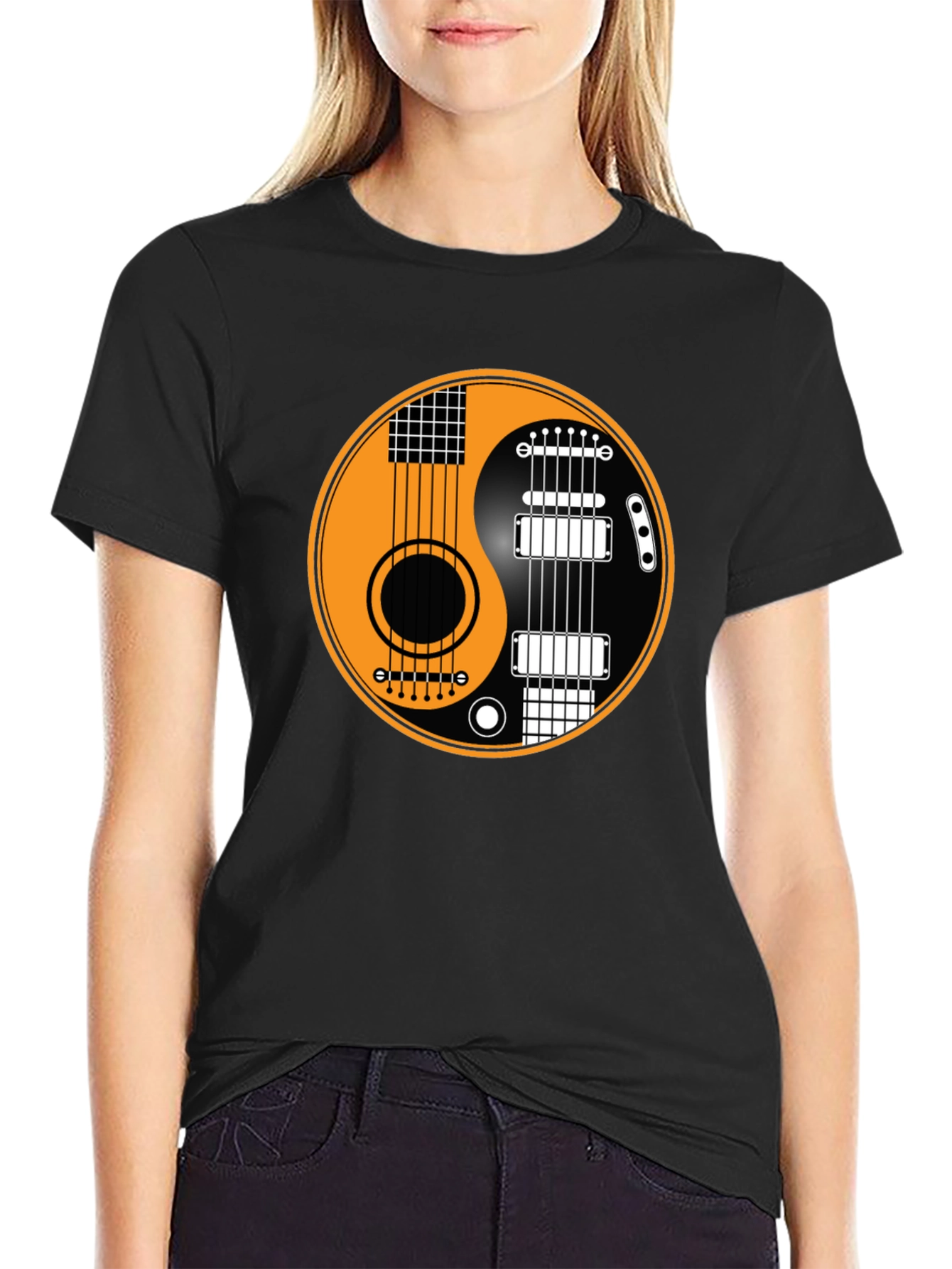 Yin Yang Guitar T-Shirt - Musical Harmony Tee