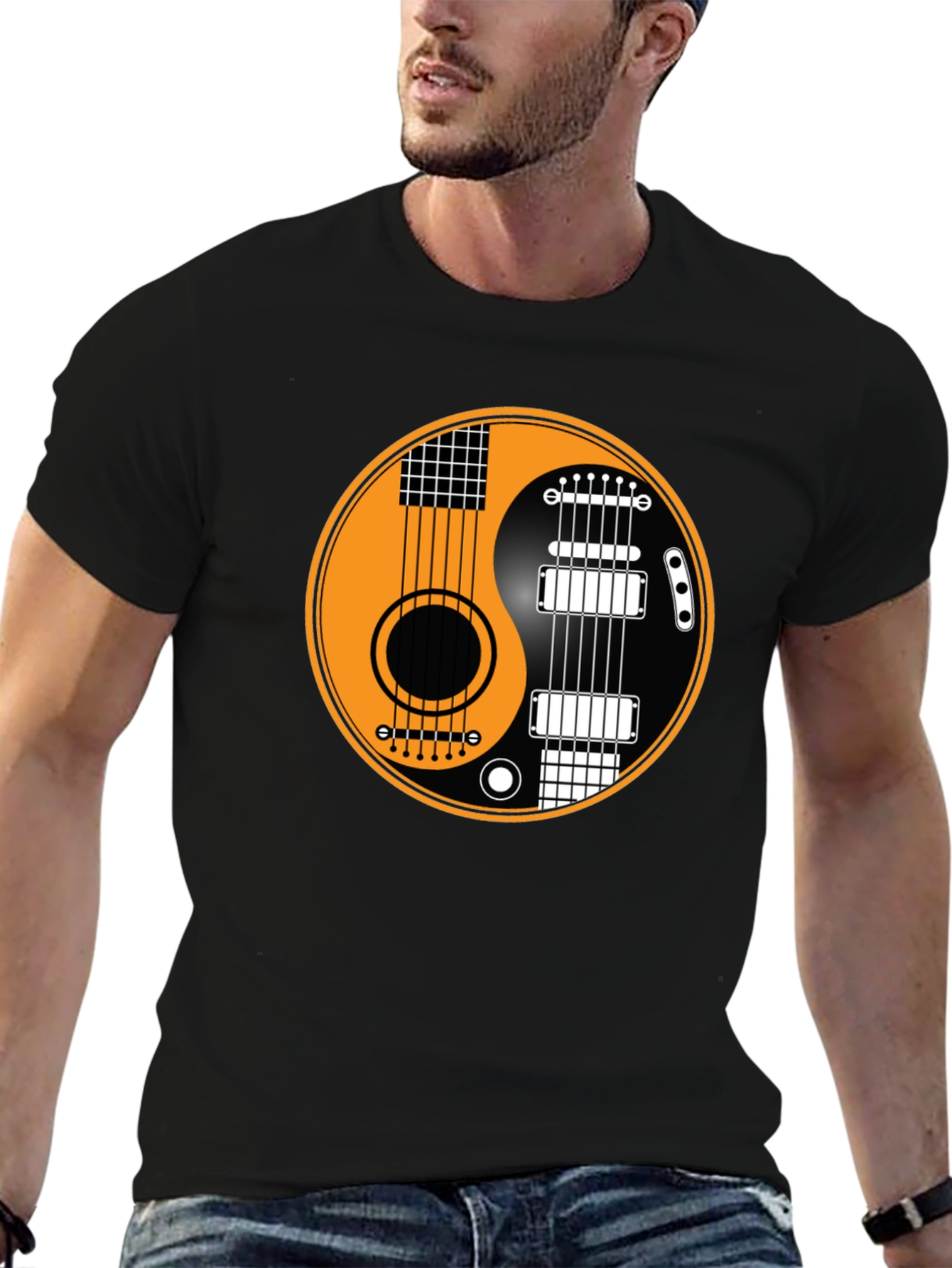 Yin Yang Guitar T-Shirt - Musical Harmony Tee