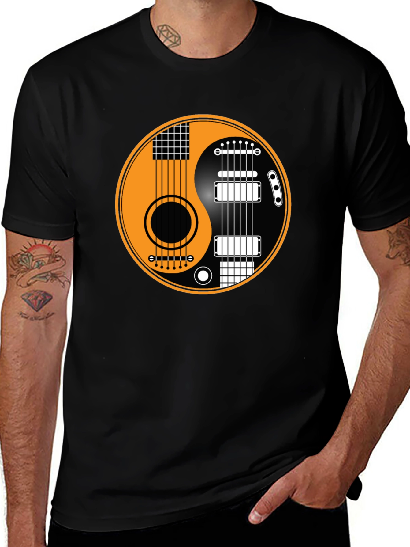 Yin Yang Guitar T-Shirt - Musical Harmony Tee