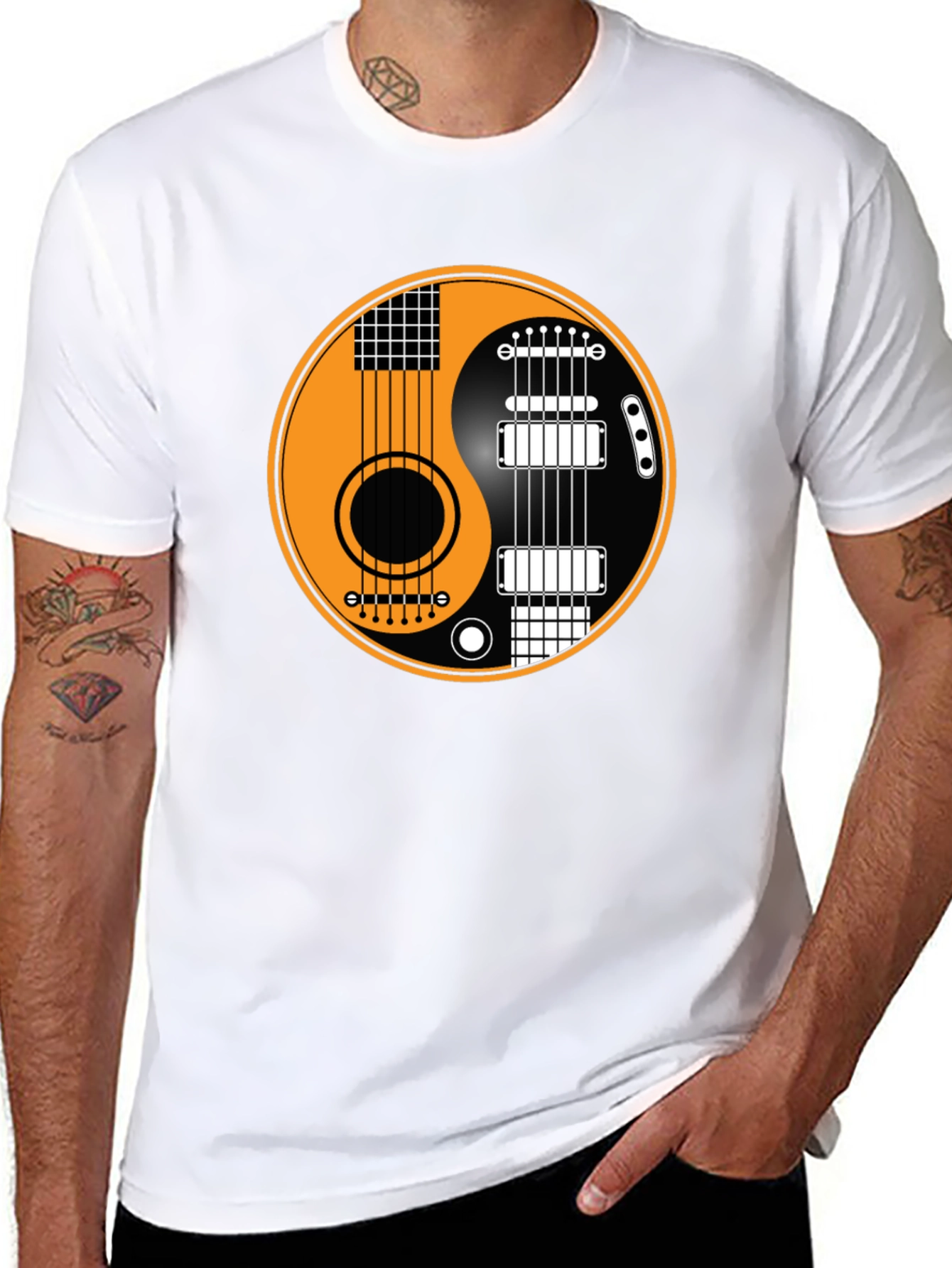 Yin Yang Guitar T-Shirt - Musical Harmony Tee