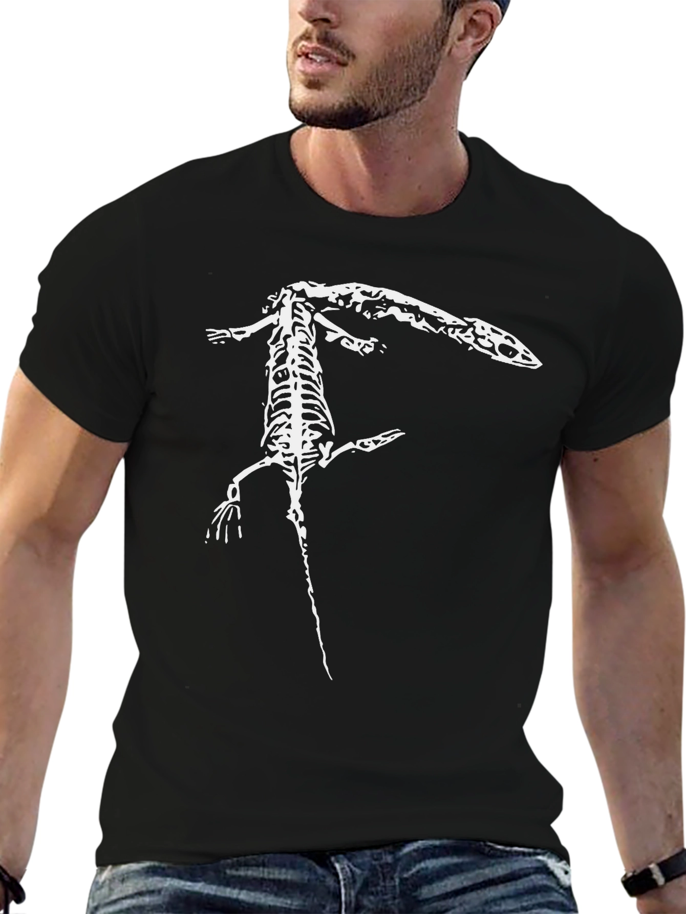 Lizard Skeleton Graphic Tee - Black T-Shirt