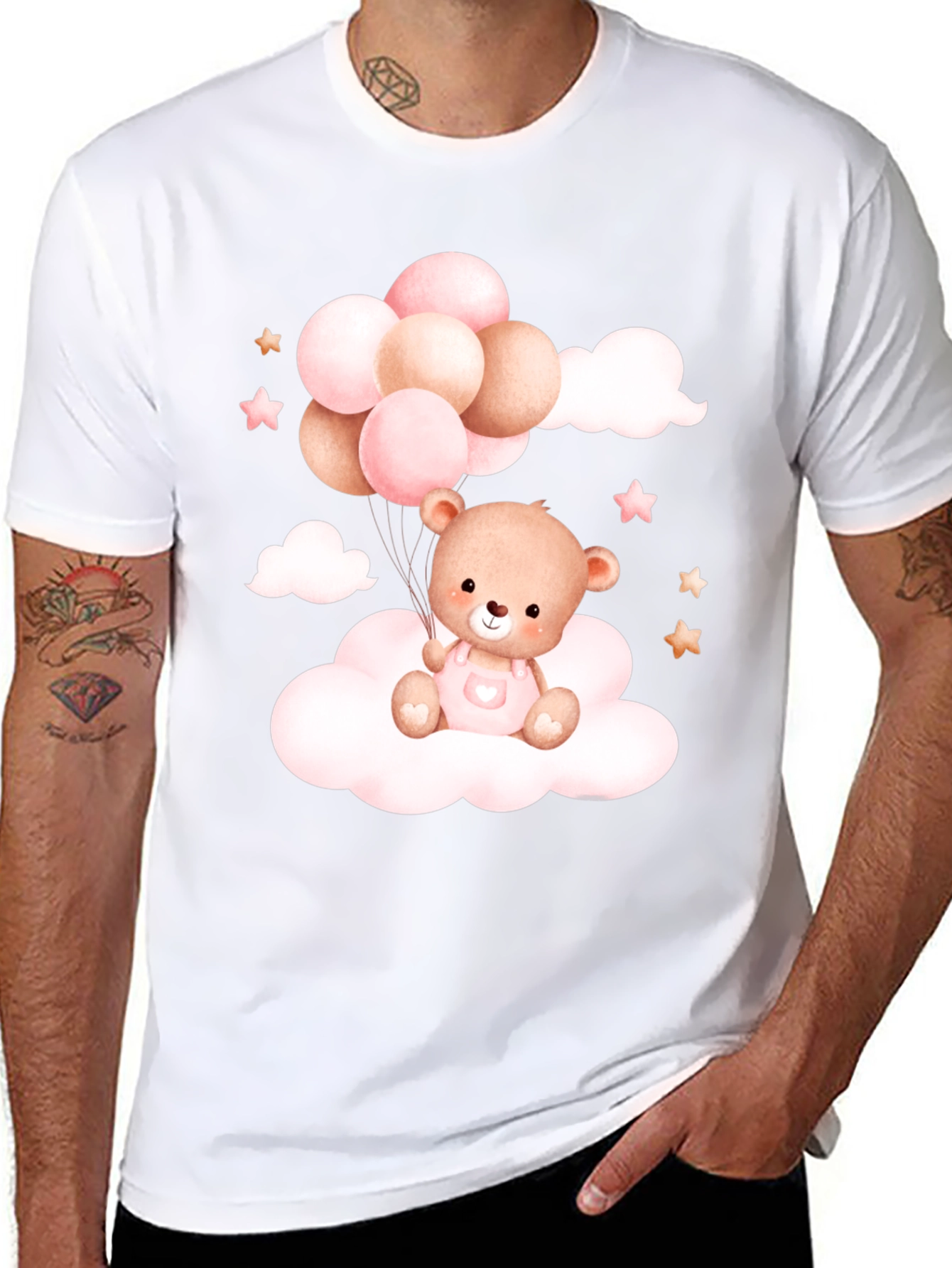 Cute Teddy Bear Balloons Black Tee
