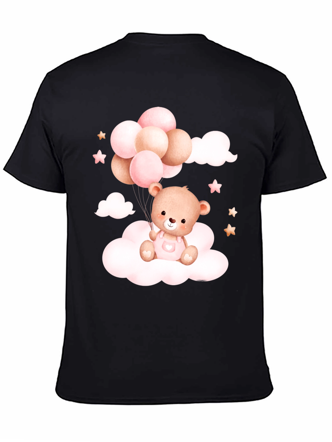 Cute Teddy Bear Balloons Black Tee