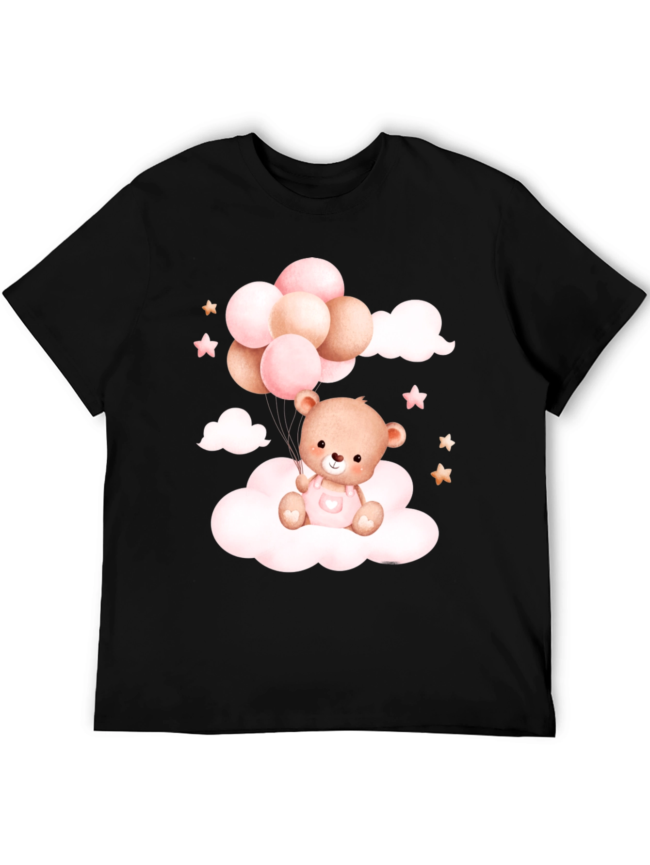 Cute Teddy Bear Balloons Black Tee