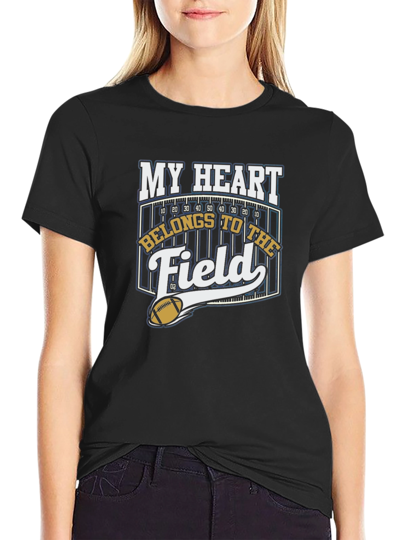 My Heart Belongs To The Field Black T-Shirt