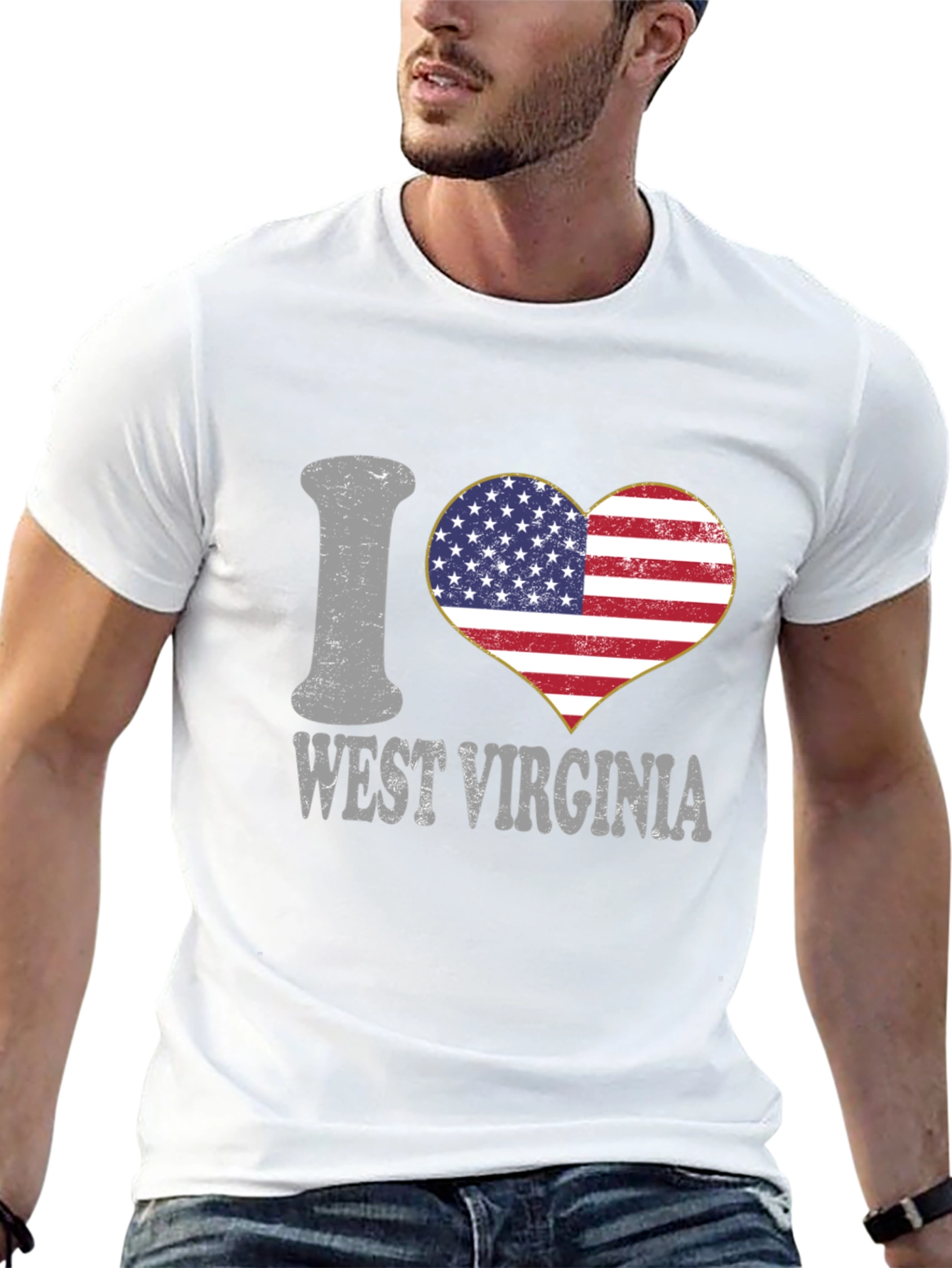 I Love West Virginia Patriotic Heart T-Shirt