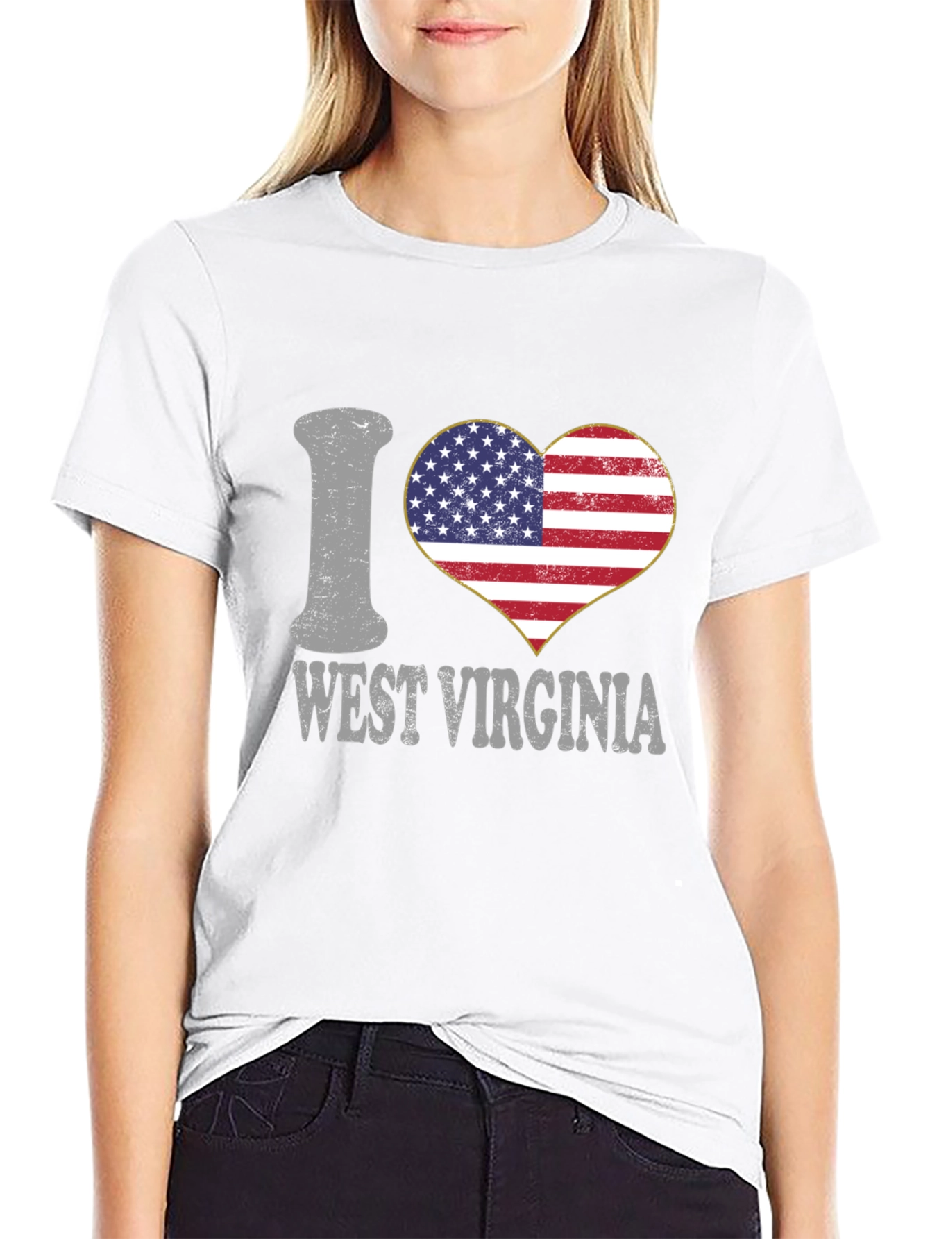 I Love West Virginia Patriotic Heart T-Shirt