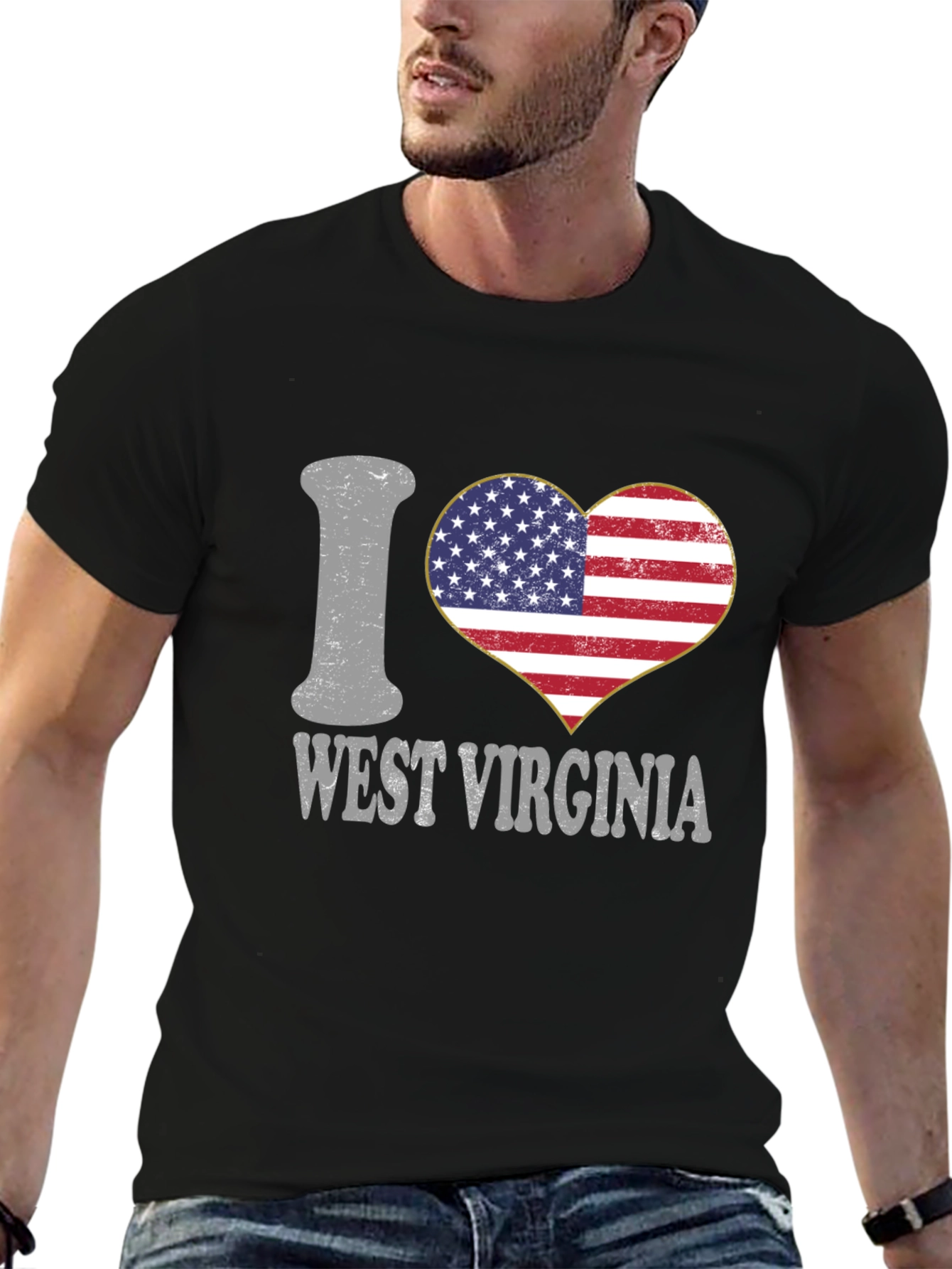I Love West Virginia Patriotic Heart T-Shirt