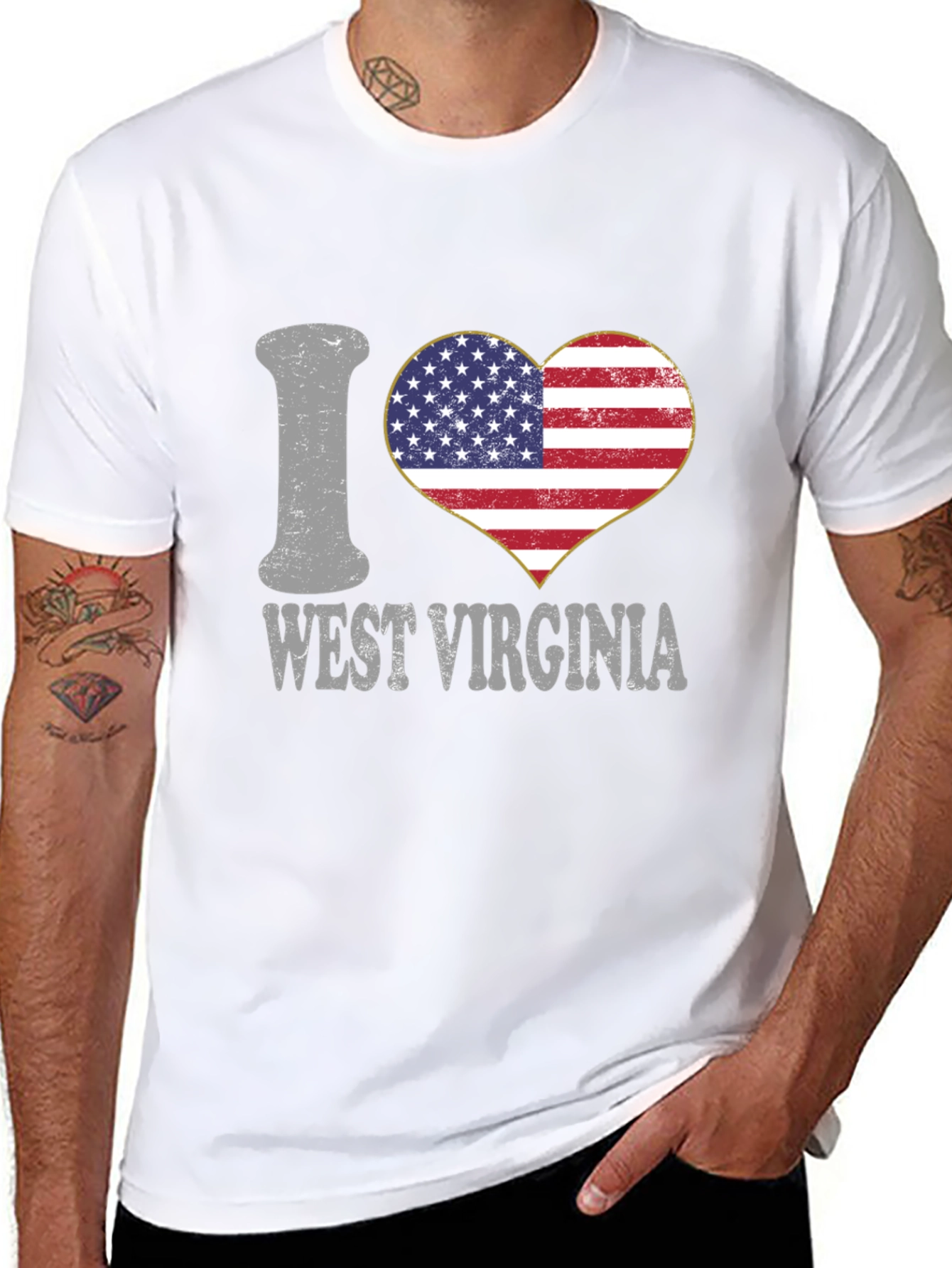 I Love West Virginia Patriotic Heart T-Shirt