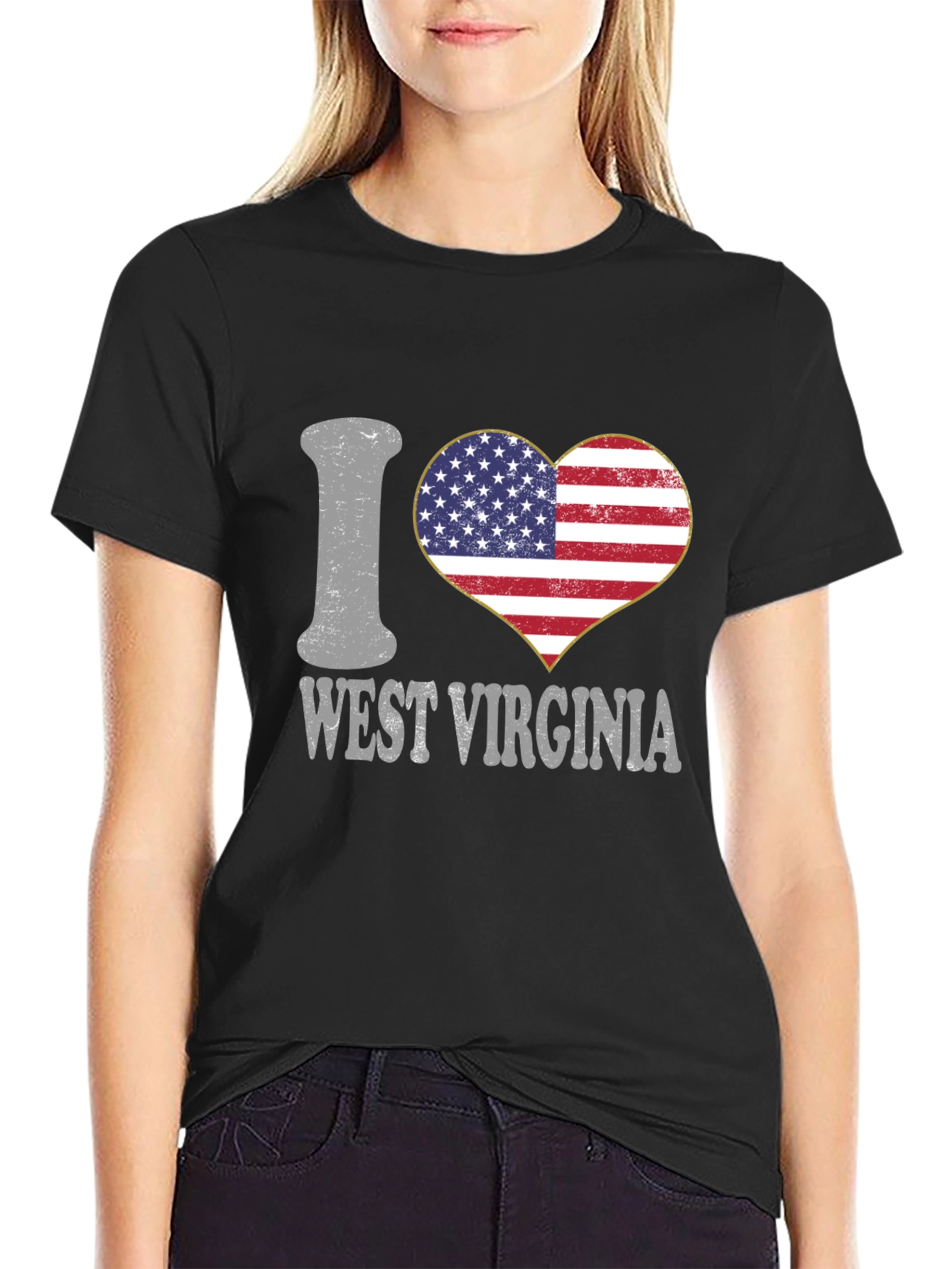 I Love West Virginia Patriotic Heart T-Shirt