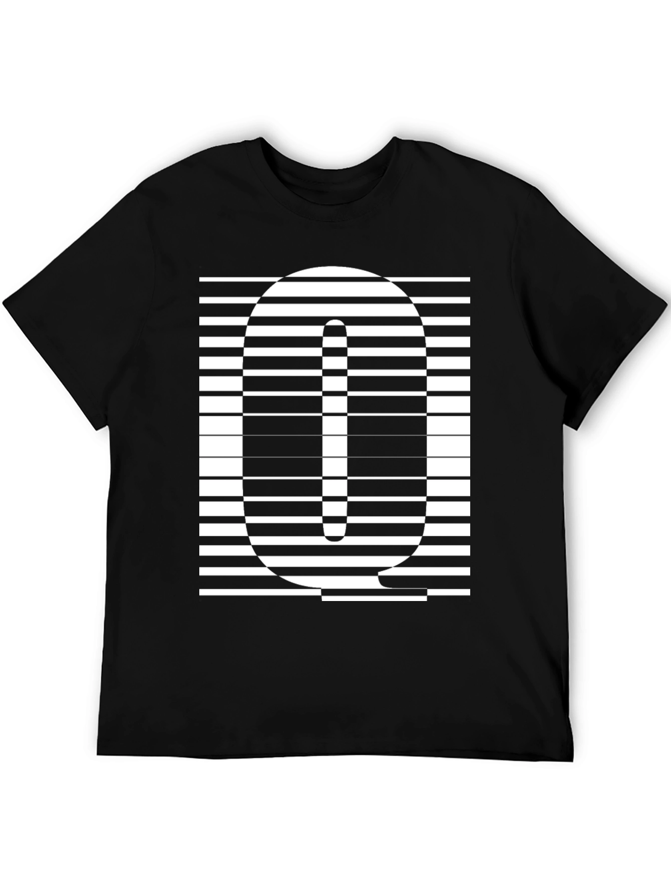 Striped Q Graphic Tee - Modern Style