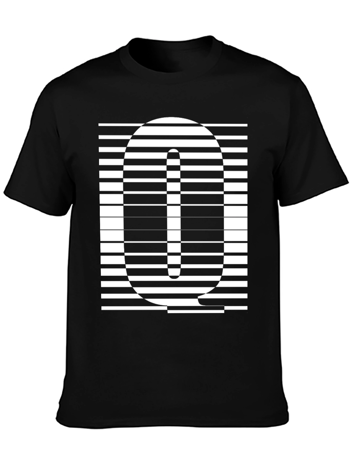 Striped Q Graphic Tee - Modern Style