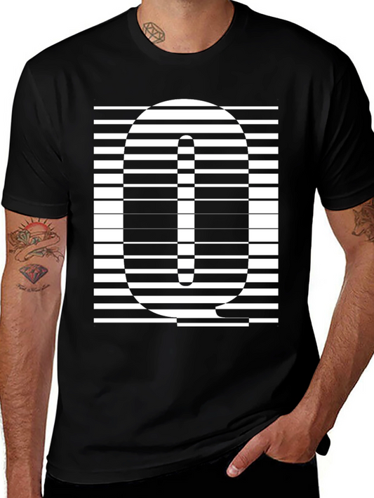 Striped Q Graphic Tee - Modern Style