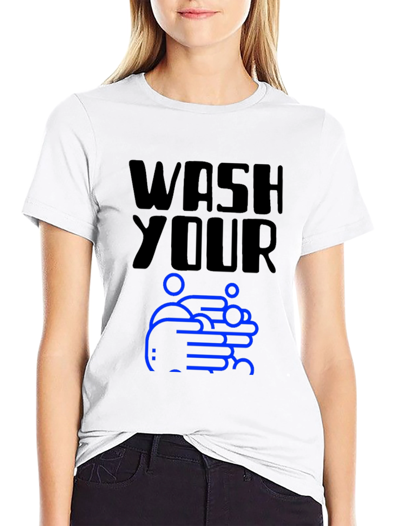 Wash Your Hands Graphic Tee - Black Cotton T-Shirt