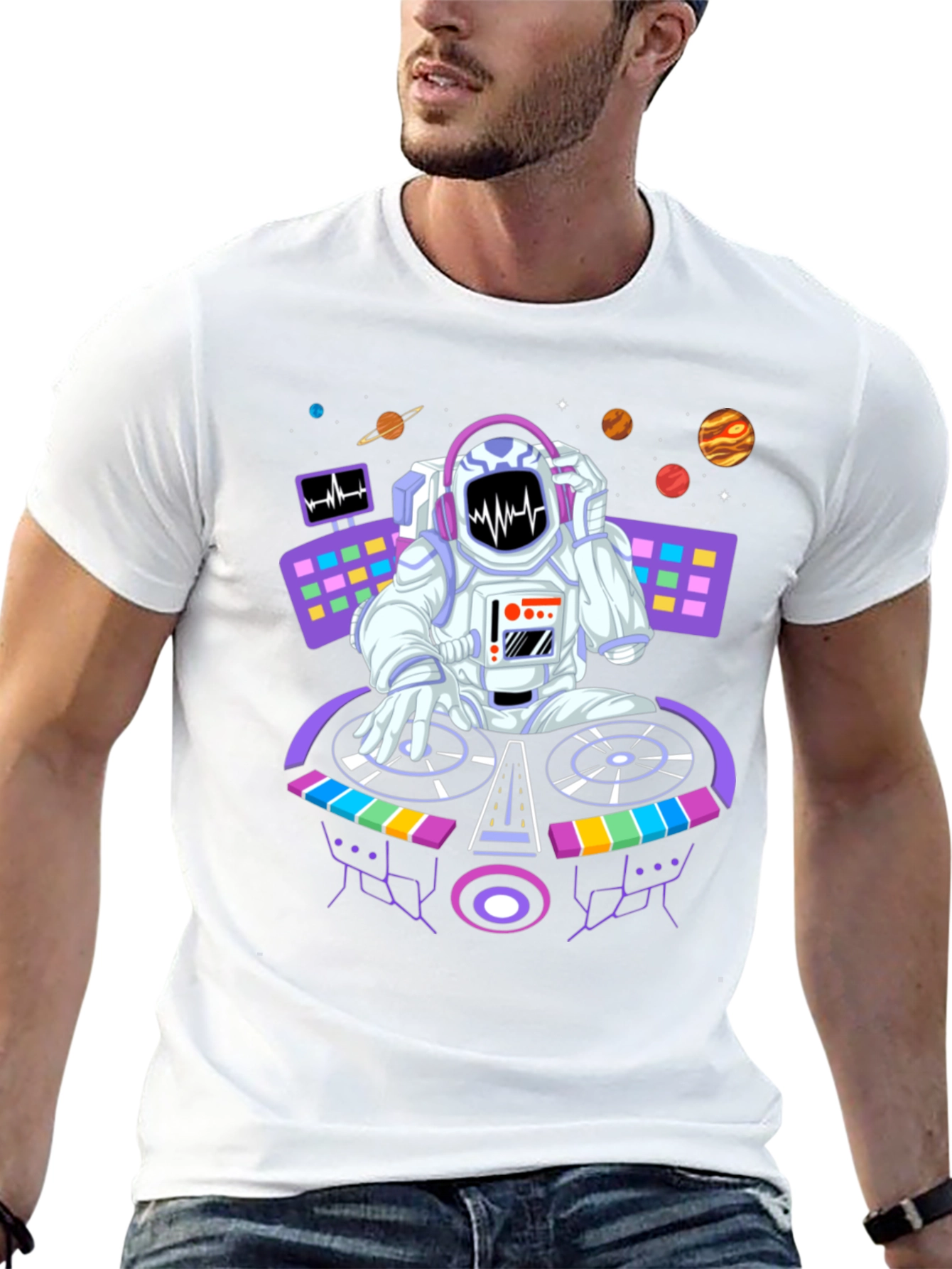 DJ Astronaut Graphic Tee - Space Beats Shirt
