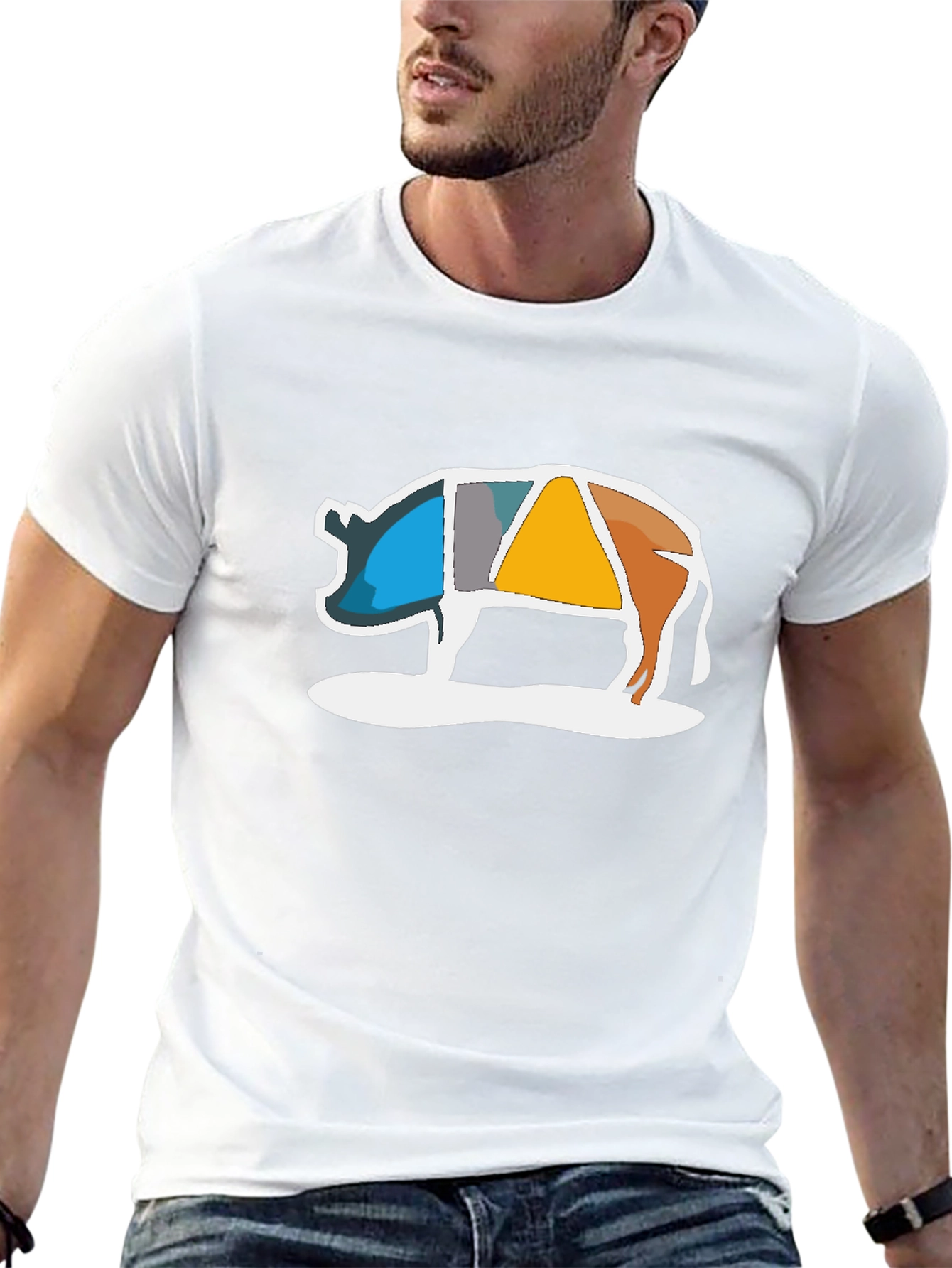 Abstract Pig Graphic Tee - Modern Art Design