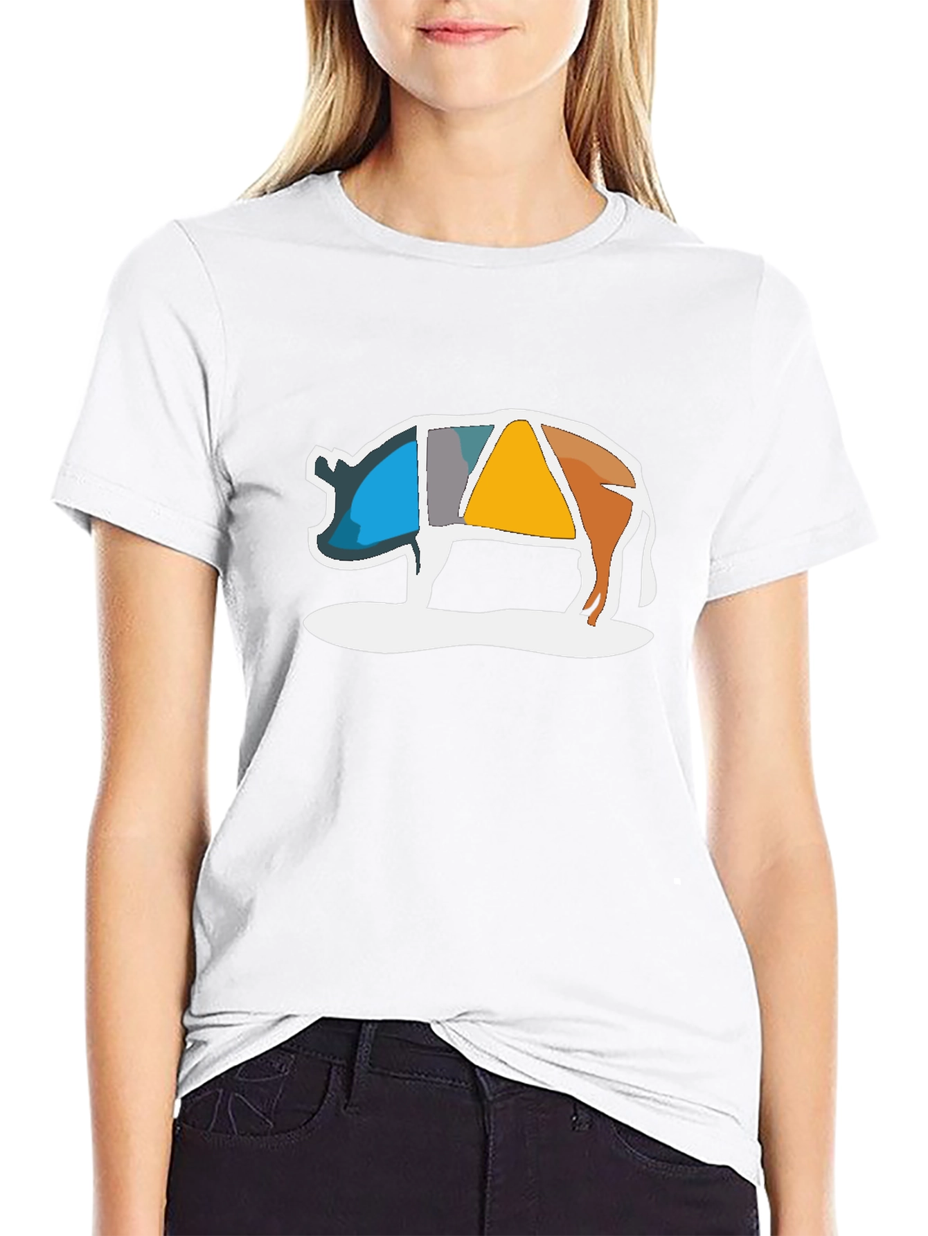 Abstract Pig Graphic Tee - Modern Art Design