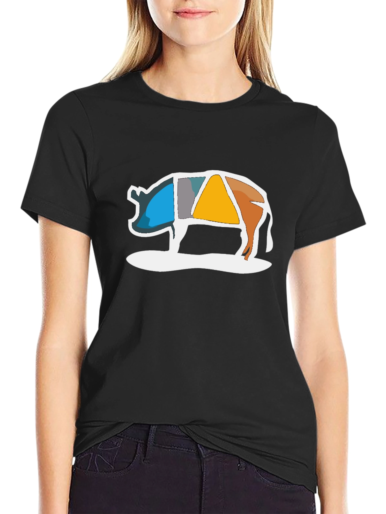 Abstract Pig Graphic Tee - Modern Art Design