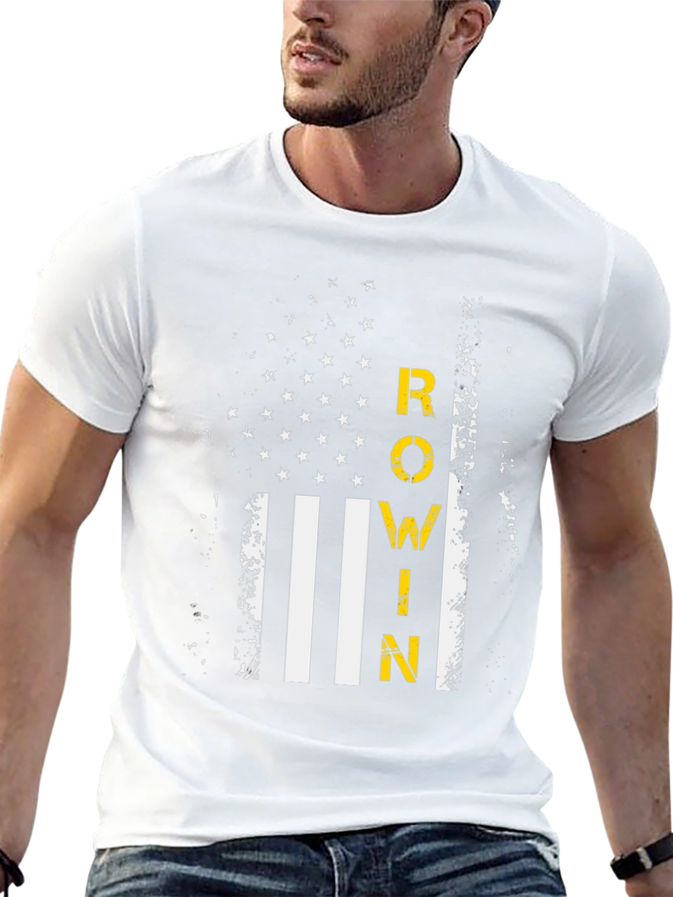 Rowin American Flag Graphic T-Shirt - Black