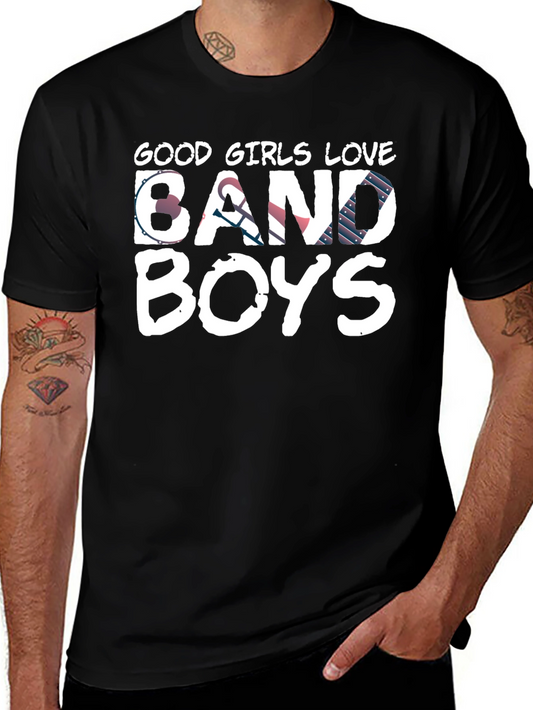 Good Girls Love Band Boys Black Graphic Tee