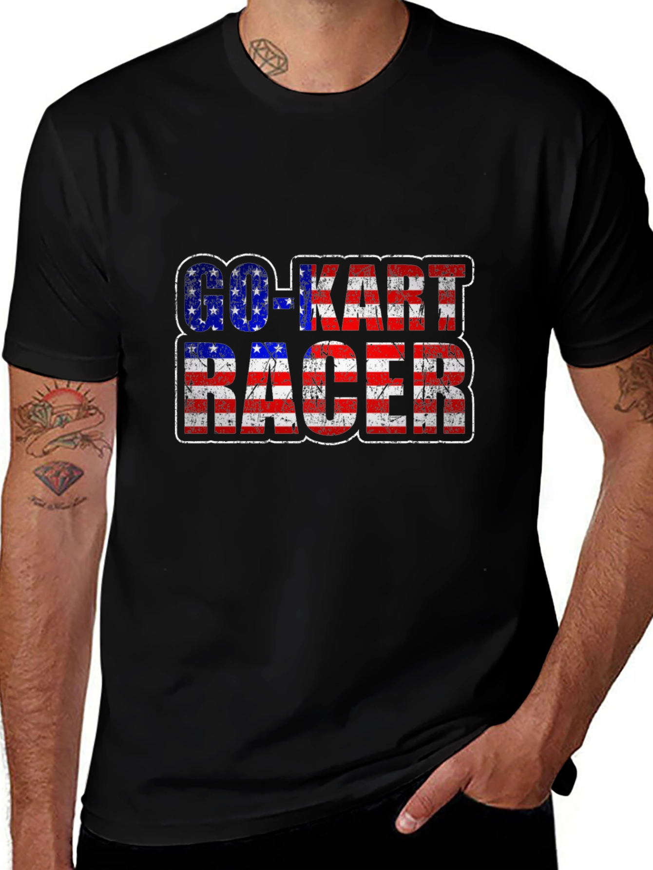 Go-Kart Racer American Flag T-Shirt