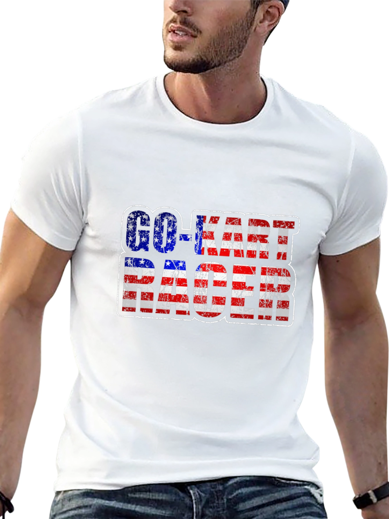 Go-Kart Racer American Flag T-Shirt