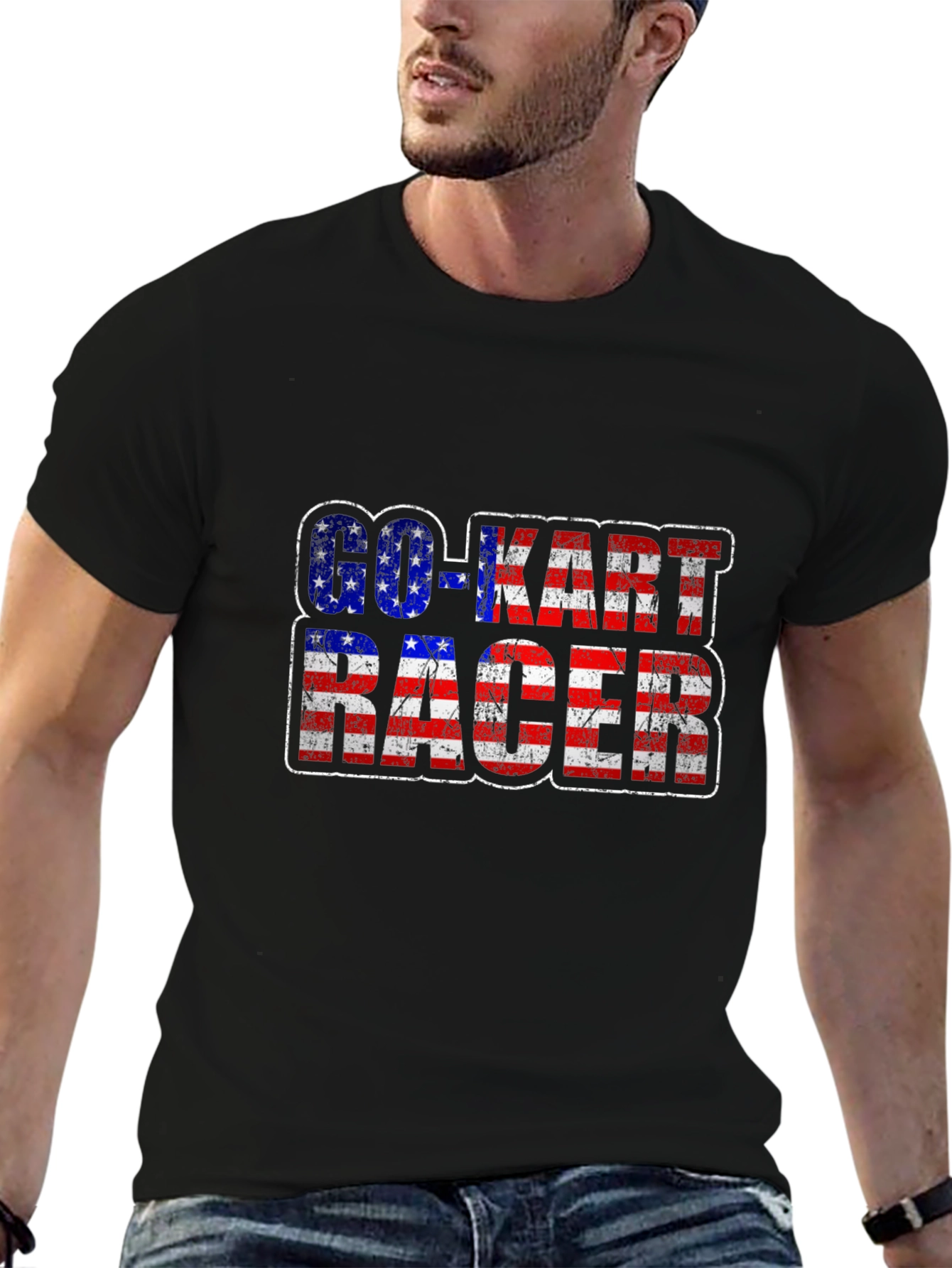 Go-Kart Racer American Flag T-Shirt