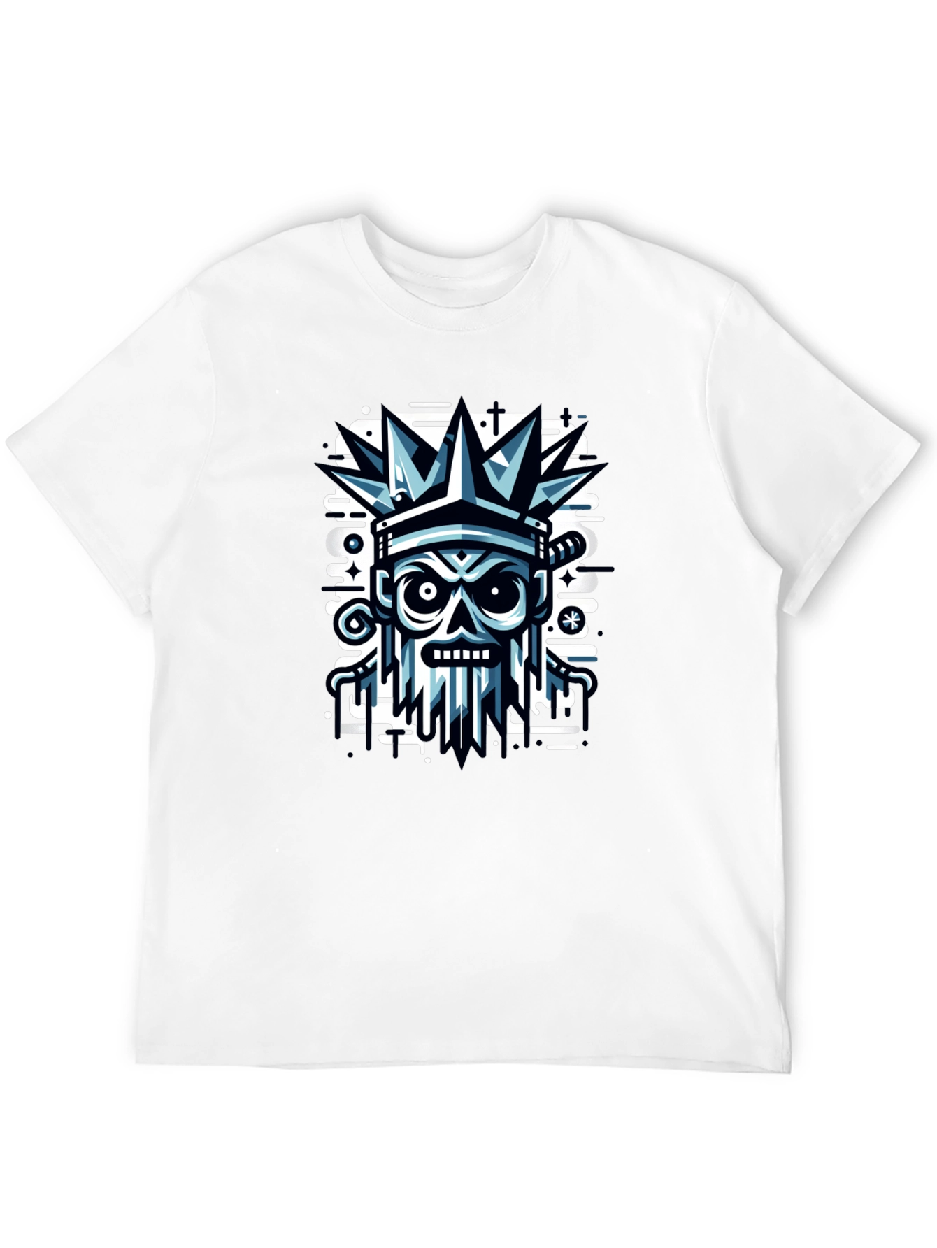 Edgy Skull Crown Graphic Tee - Black